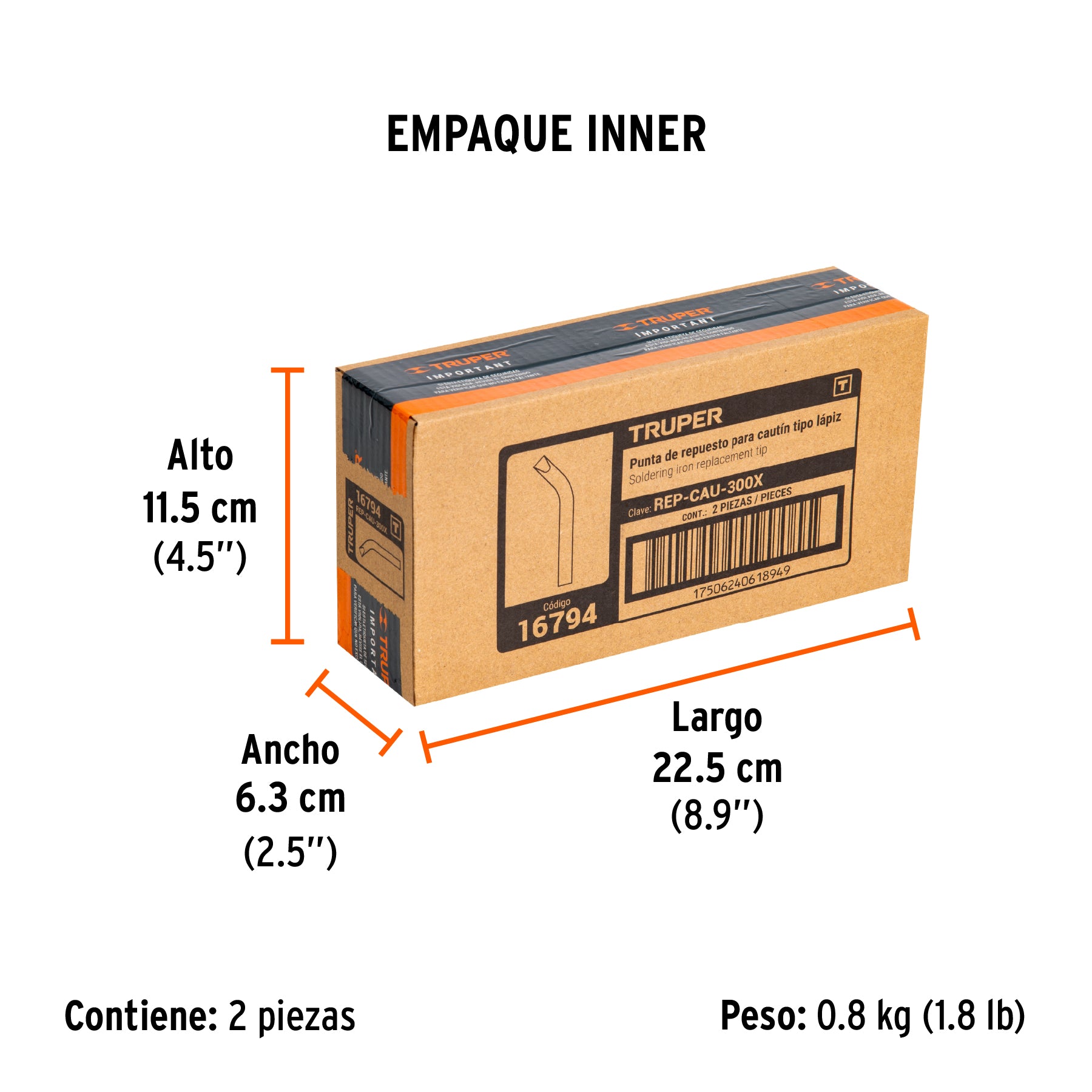 Punta de repuesto para cautín tipo lápiz CAU-300X, TRUPER