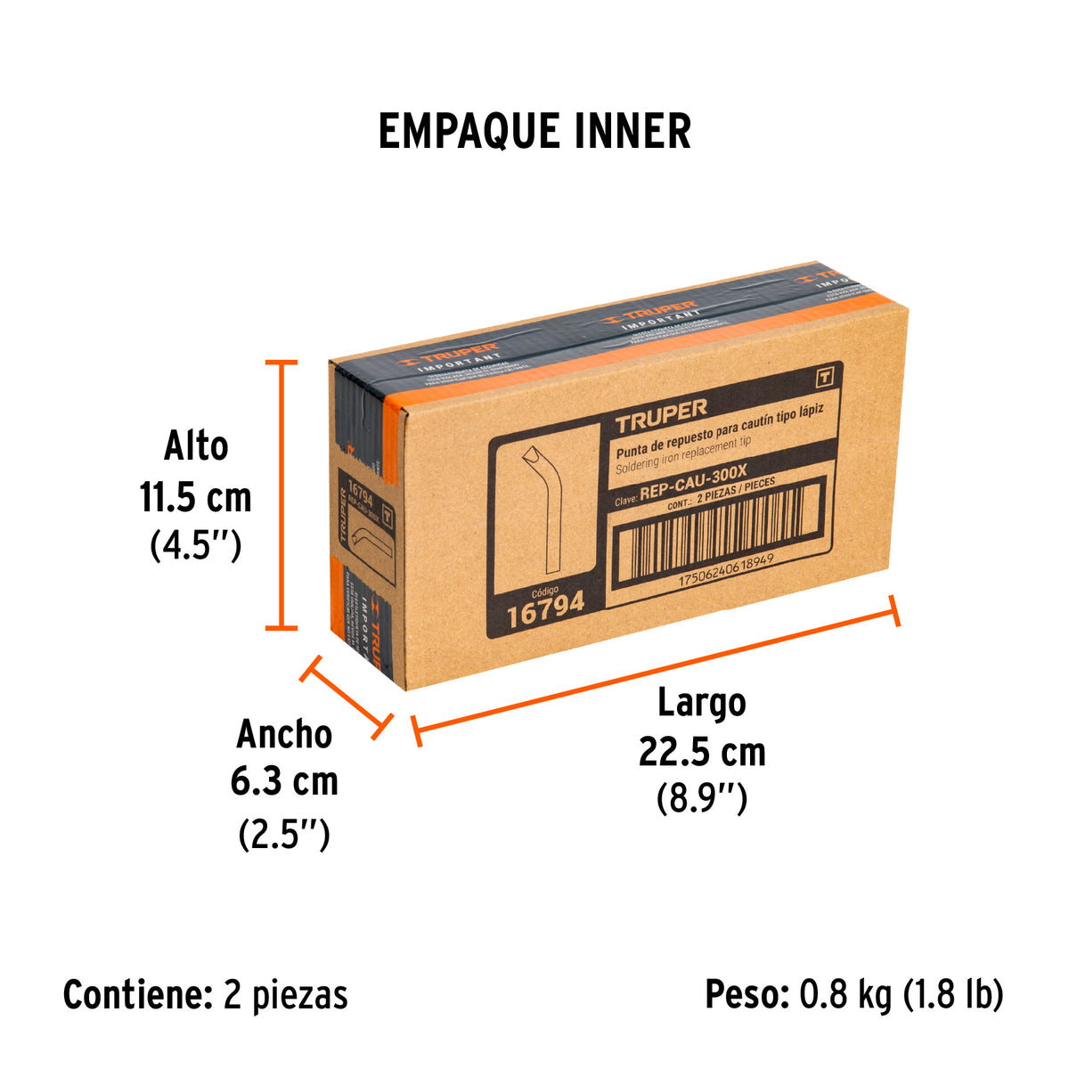 Punta de repuesto para cautín tipo lápiz CAU-300X, TRUPER