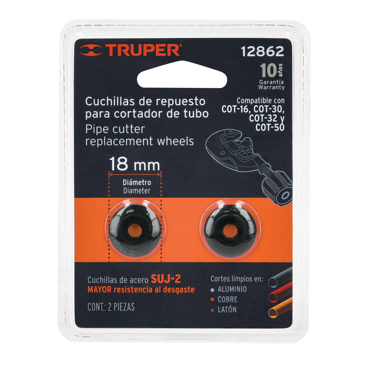 Repuesto de cuchillas para cortador de tubo COT-16-50, 2pzas