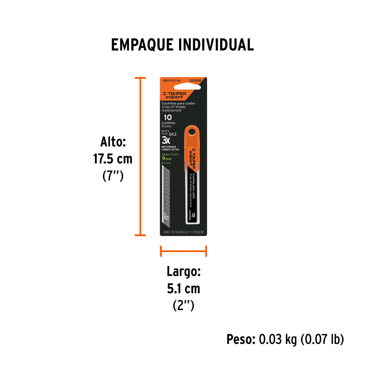 Cuchillas de repuesto para cutter de 9 mm, 10 piezas, Expert