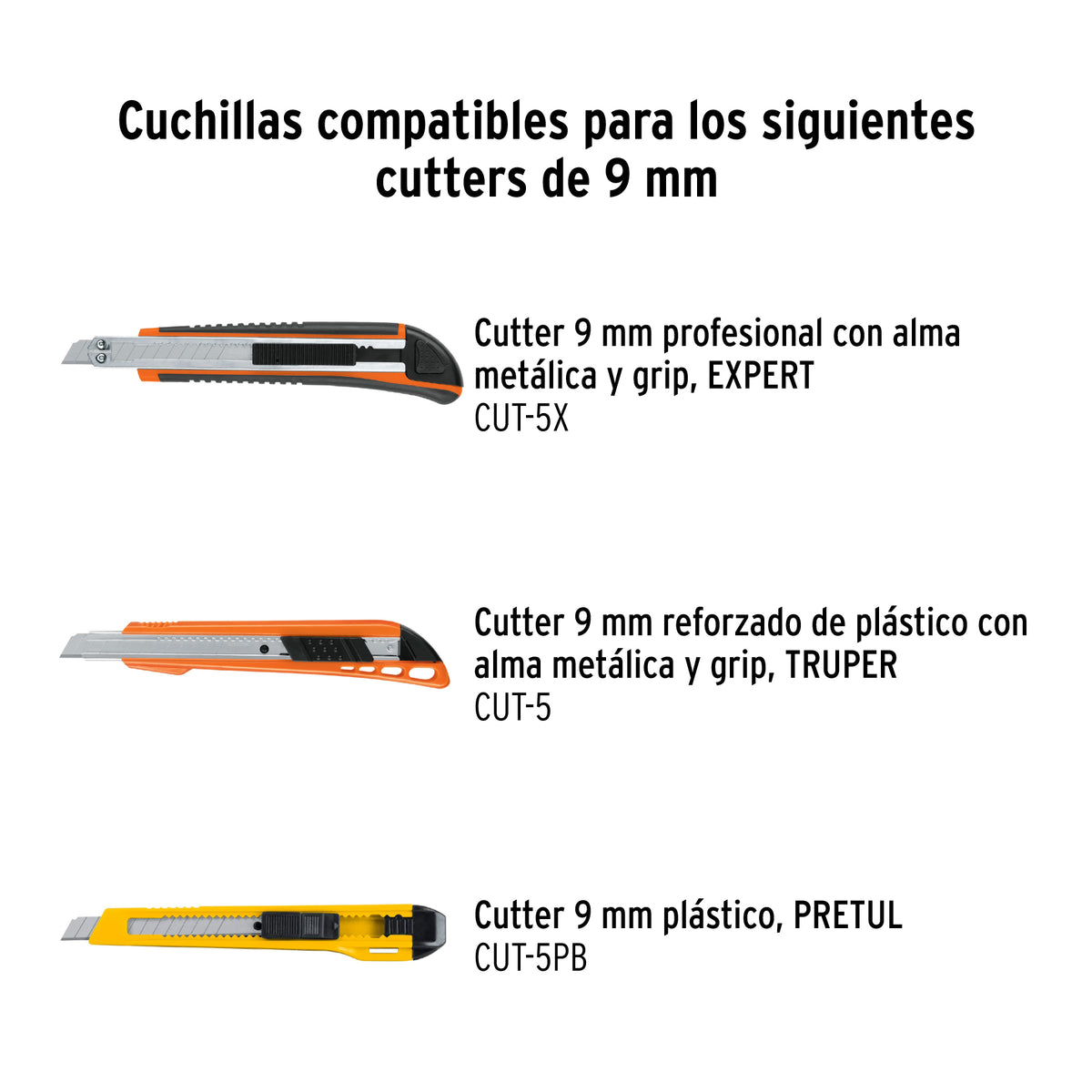 Cuchillas de repuesto para cutter de 9 mm, 10 piezas
