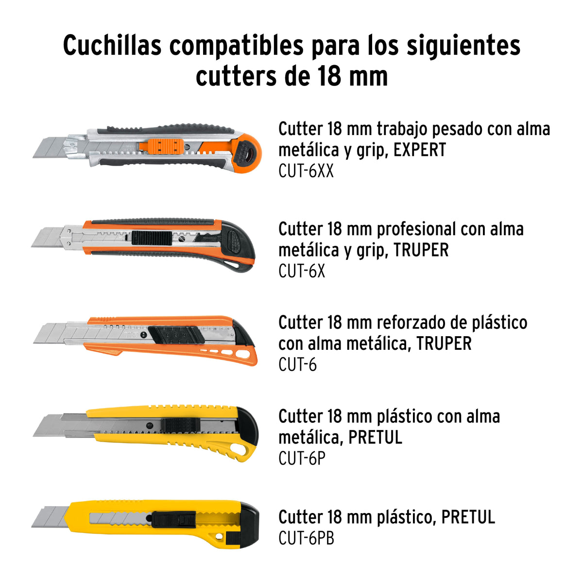 Cuchillas de repuesto para cutter de 18mm, 50 piezas