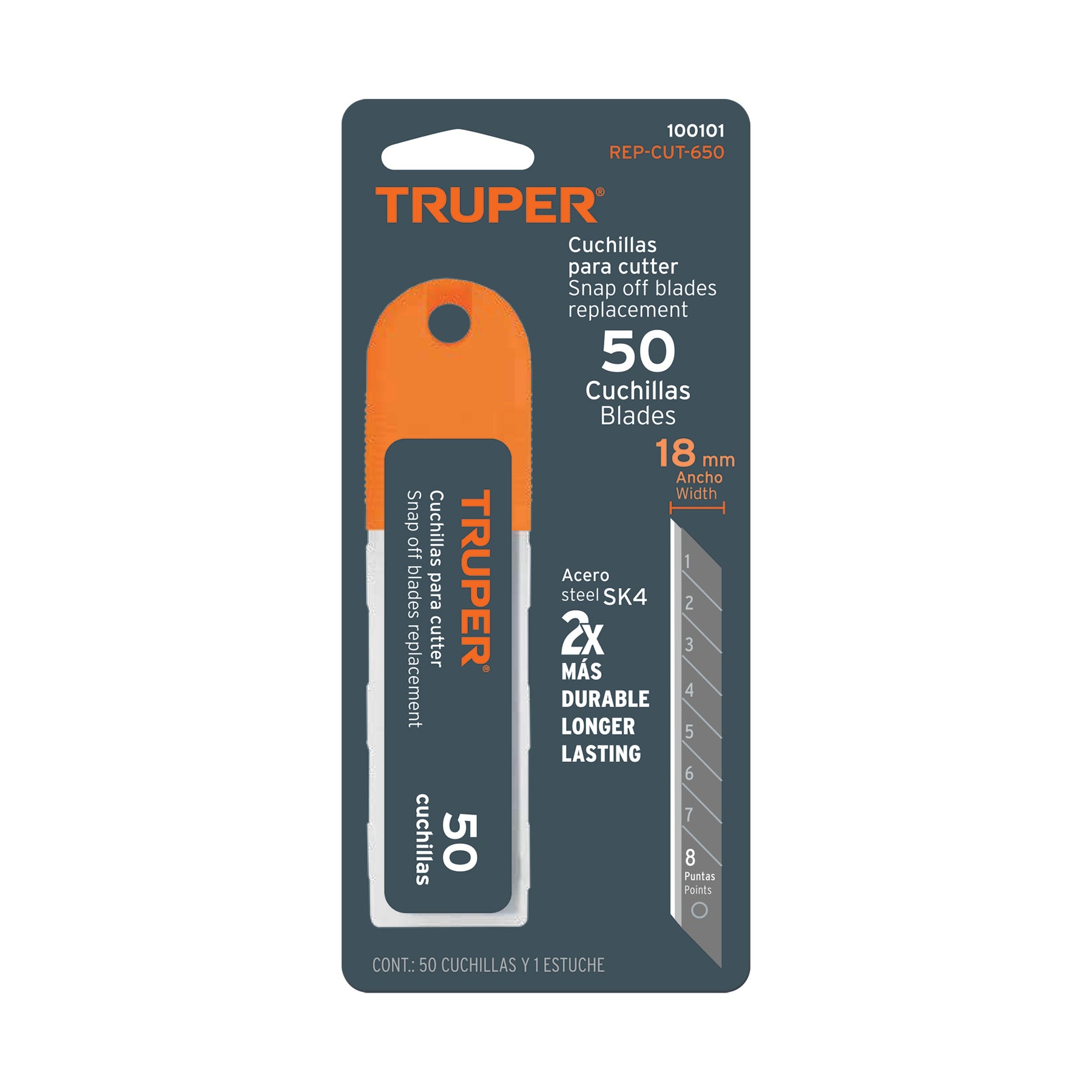 Cuchillas de repuesto para cutter de 18mm, 50 piezas