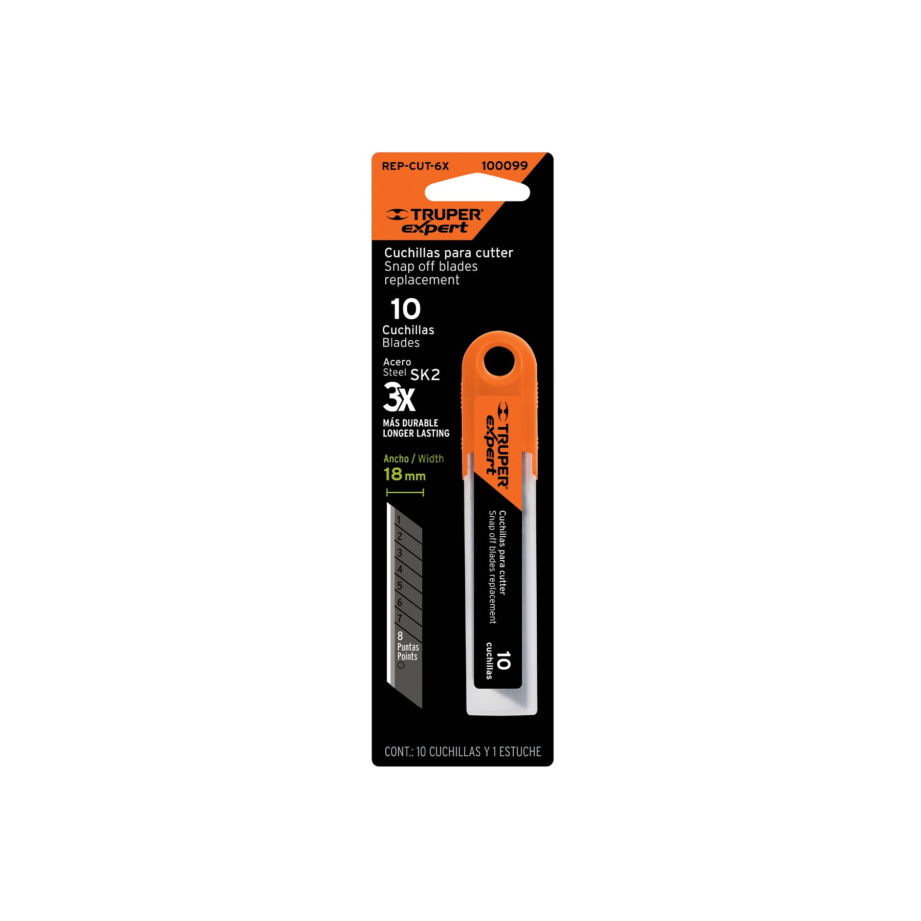 Cuchillas de repuesto para cutter de 18mm, 10 piezas, Expert