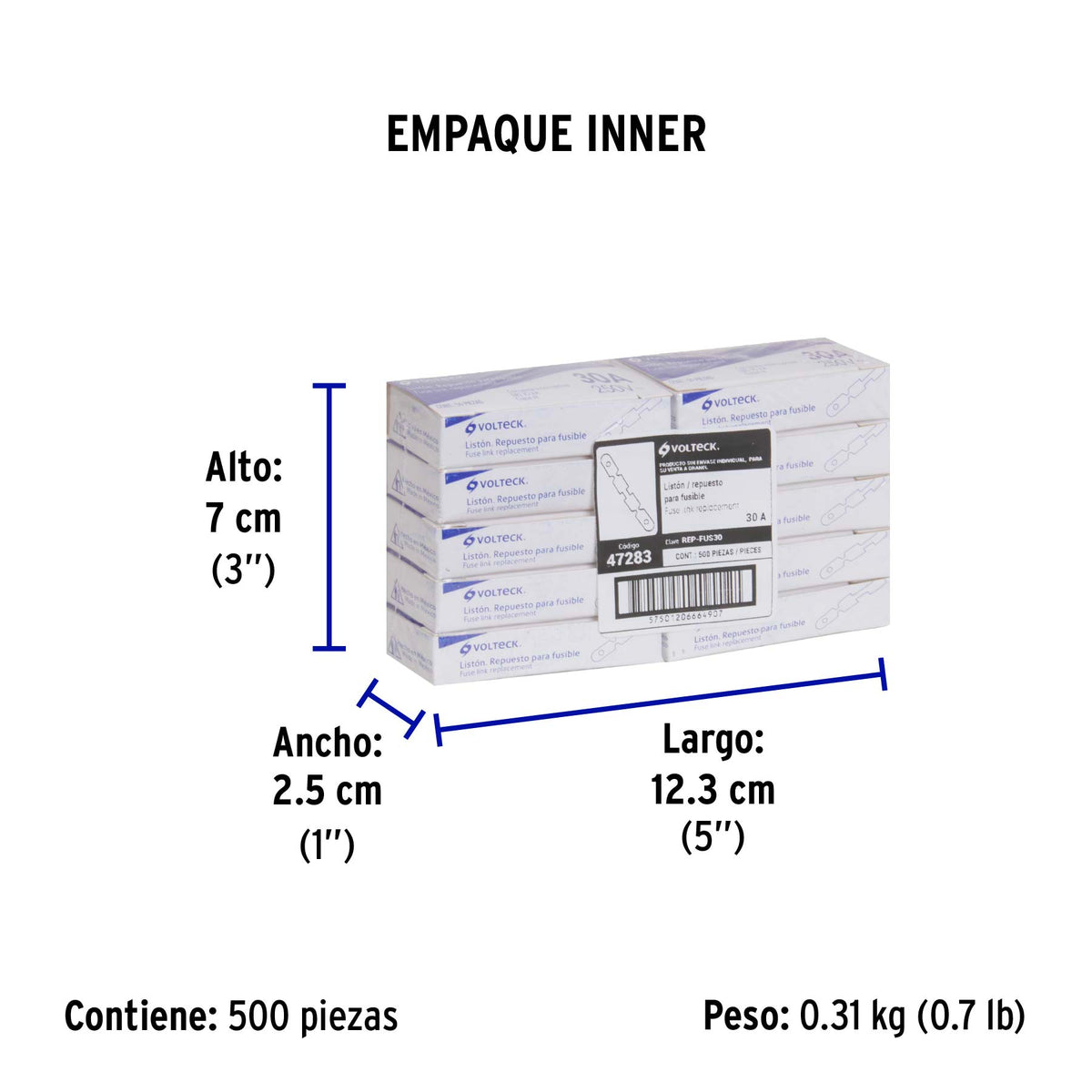 Repuesto para fusible de 30 A, Volteck, caja con 50 pzas