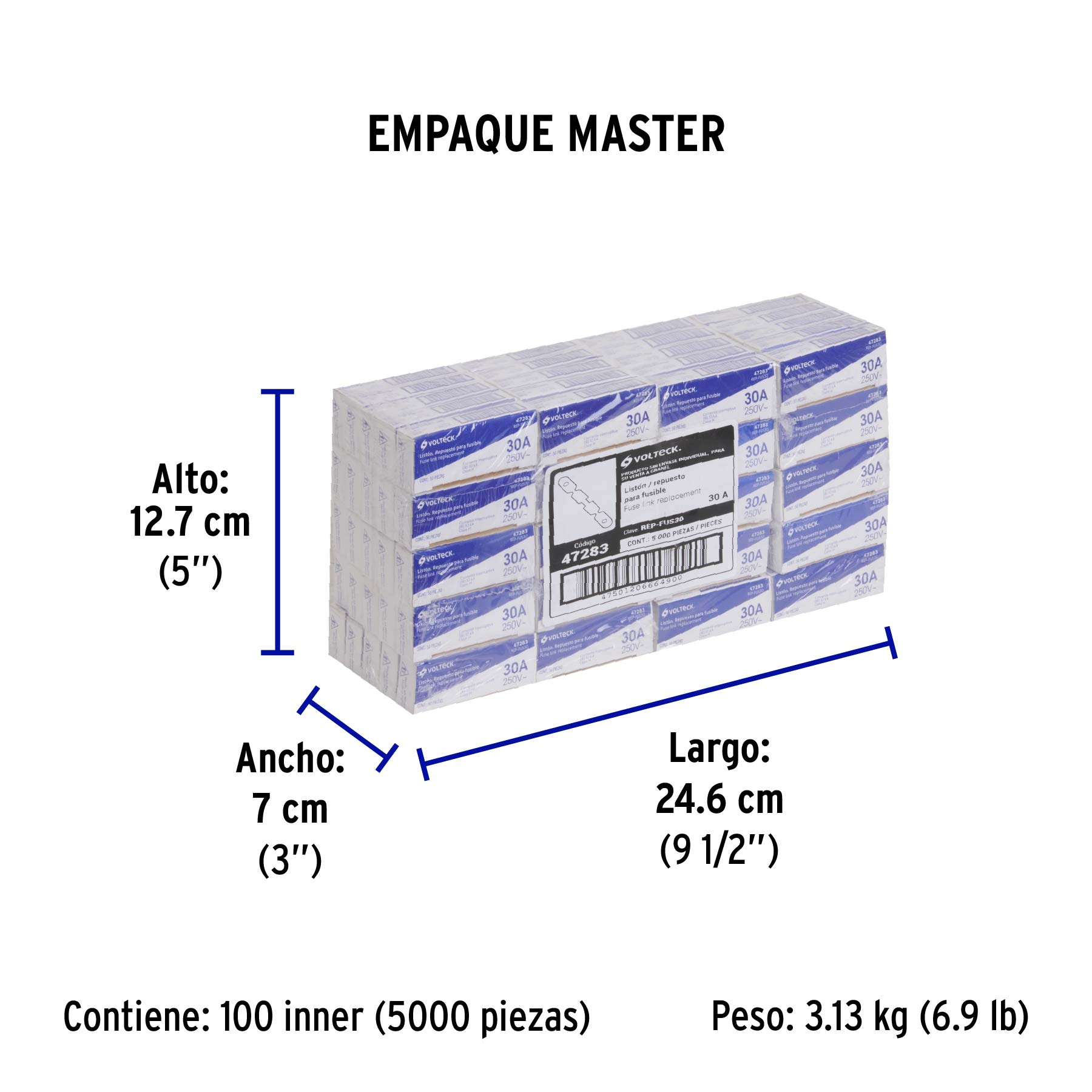Repuesto para fusible de 30 A, Volteck, caja con 50 pzas