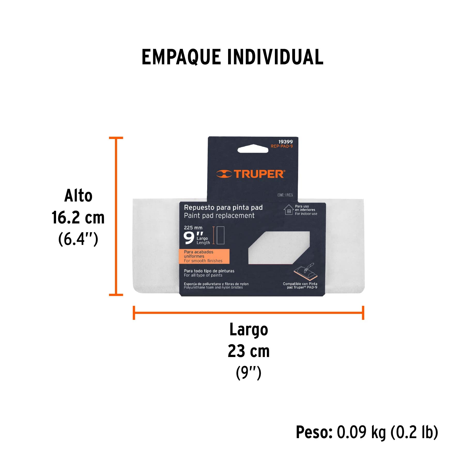 Repuesto para pinta pad, 9"