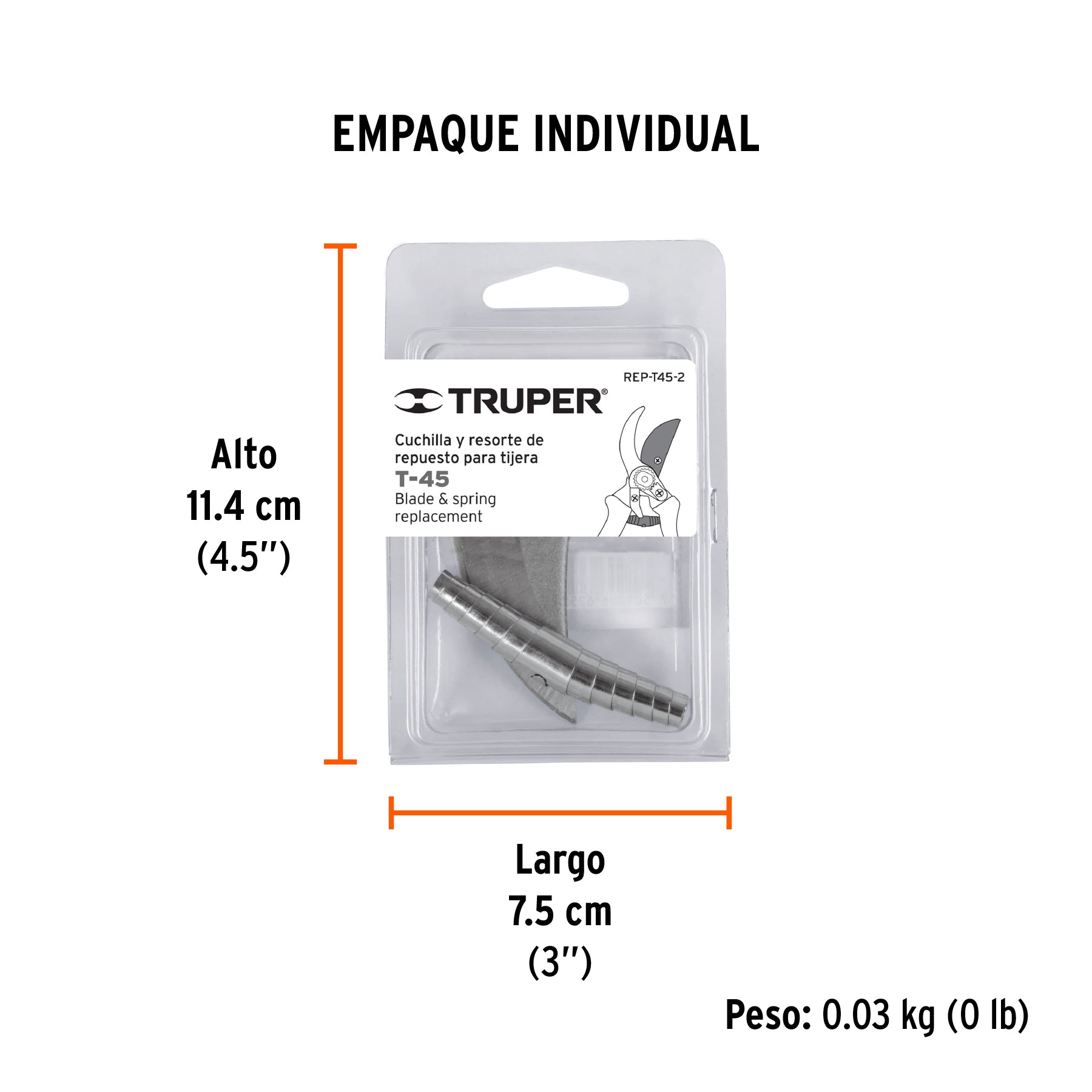 Repuesto de cuchilla y resorte para tijera T-45