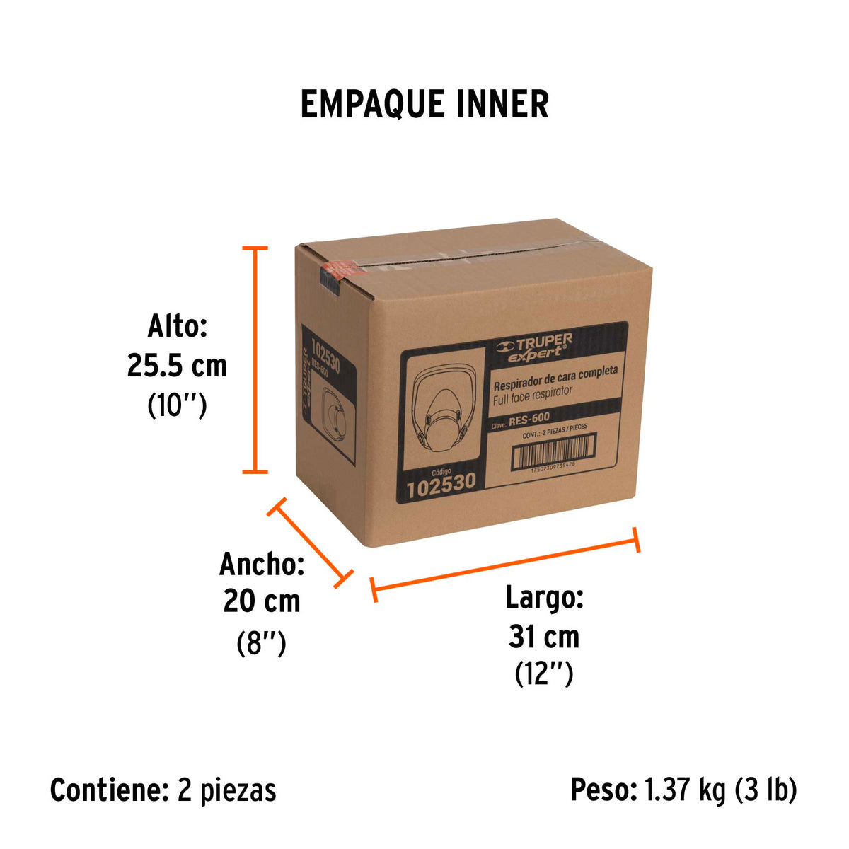 Respirador de cara completa, reutilizable, TRUPER EXPERT