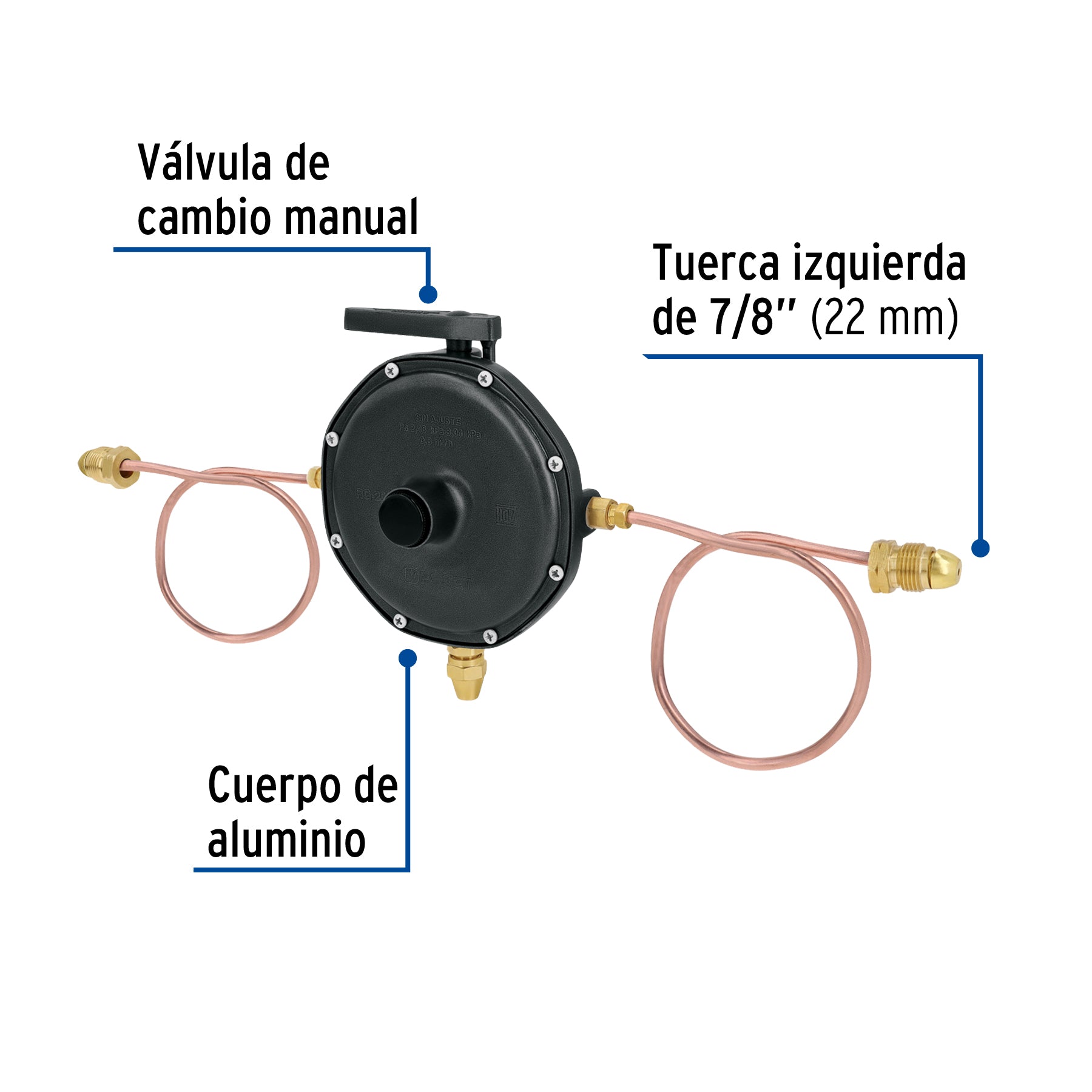 Regulador de gas de 2 vías