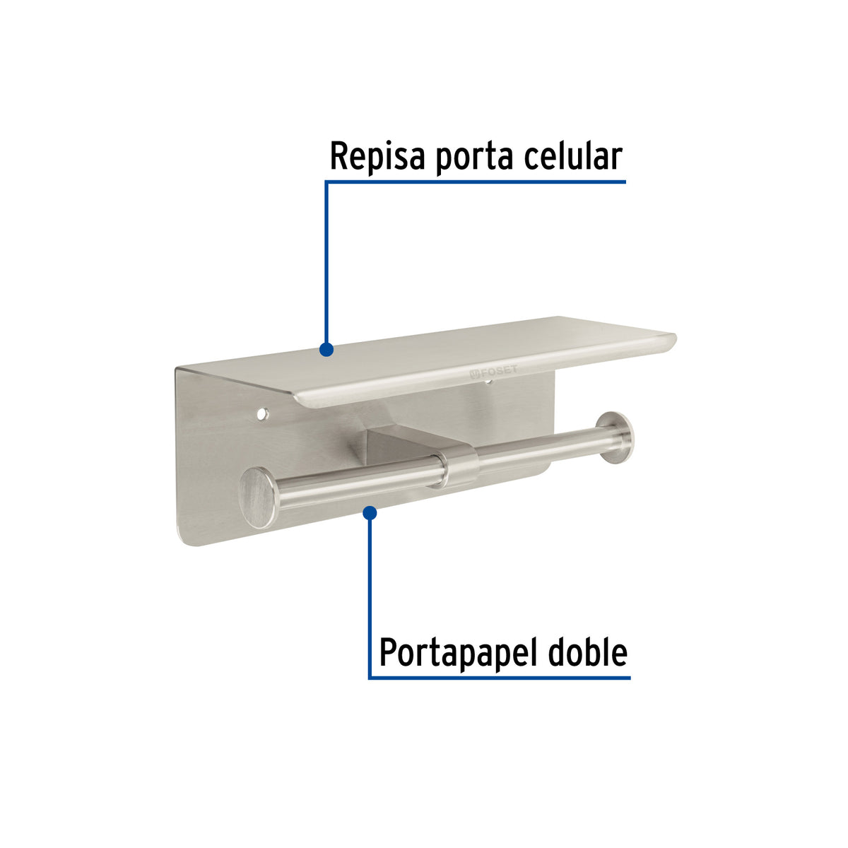 Porta rollo doble con soporte para celular, satín, Riviera