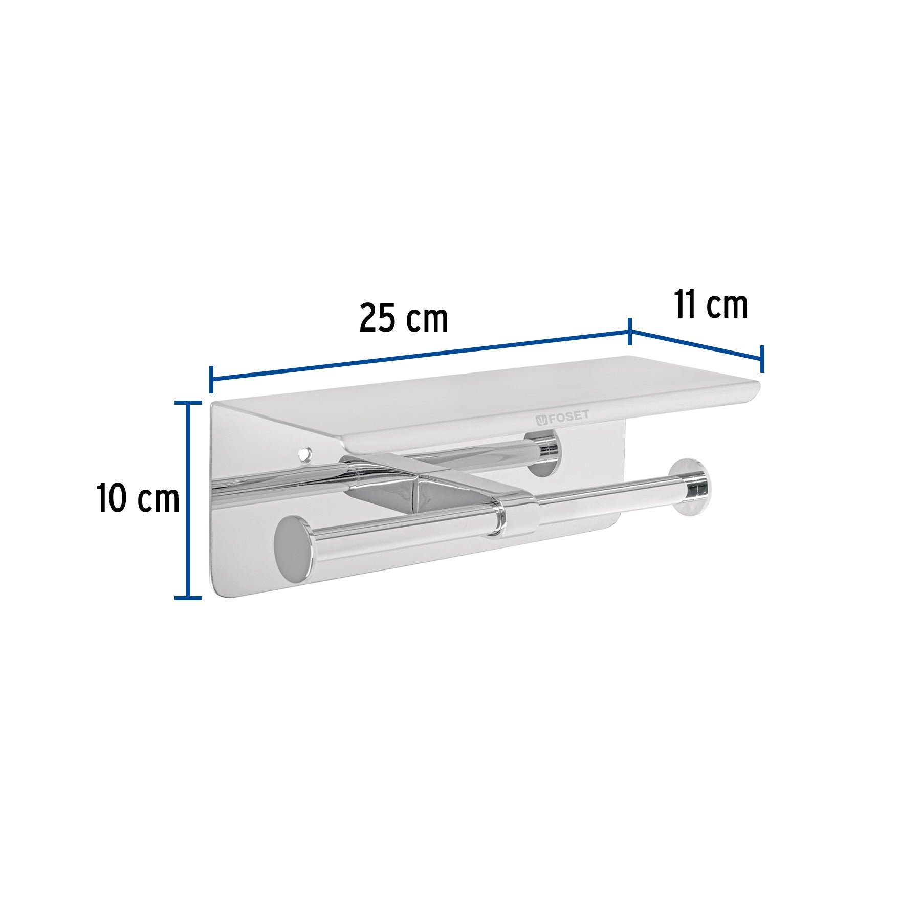 Porta rollo doble con soporte para celular, cromo, Riviera