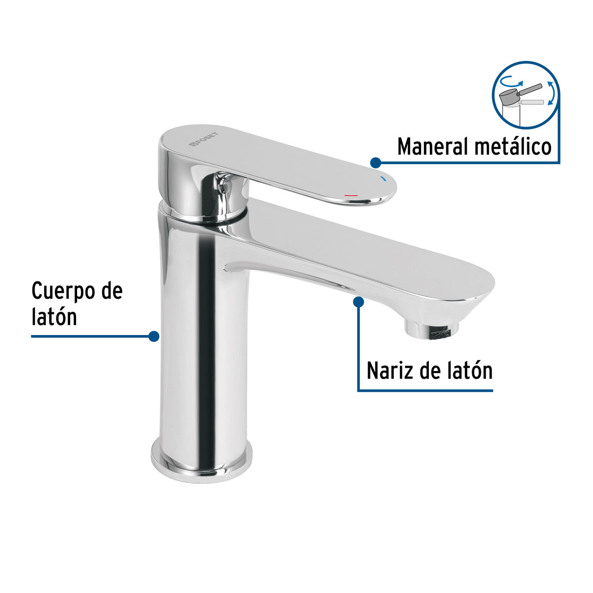 Monomando corto para lavabo, Riviera