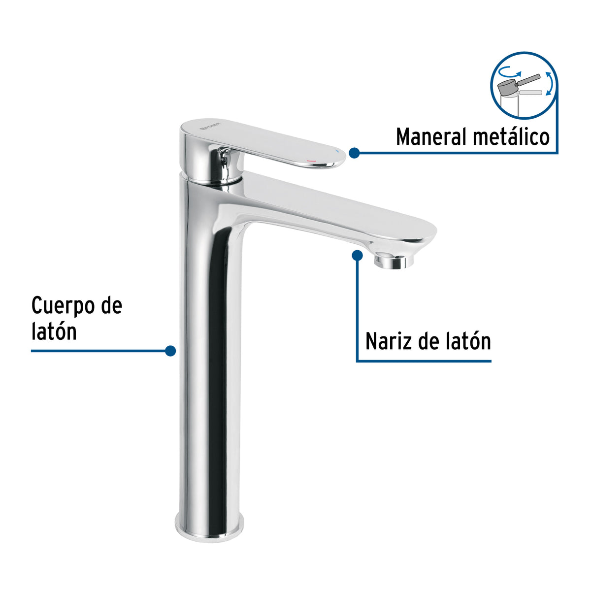 Monomando alto para lavabo, Riviera