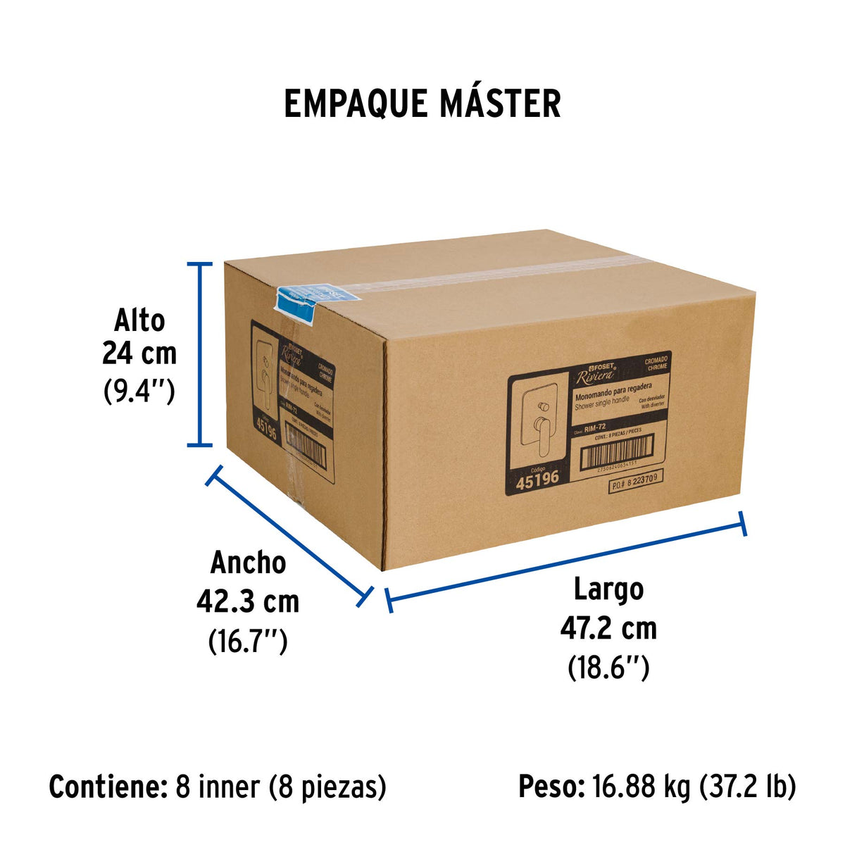 Monomando para regadera con desviador, cromo, RIVIERA