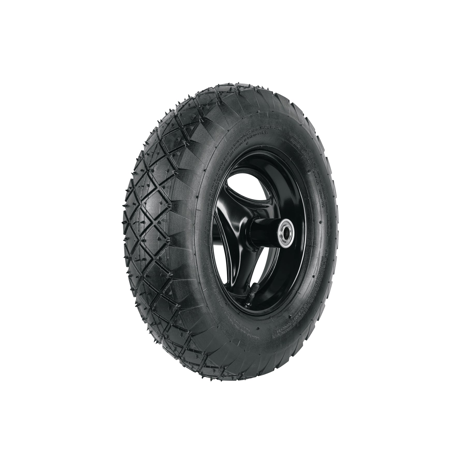 Llanta reforzada,16"con rin,eje, baleros p/carretilla, Pretu
