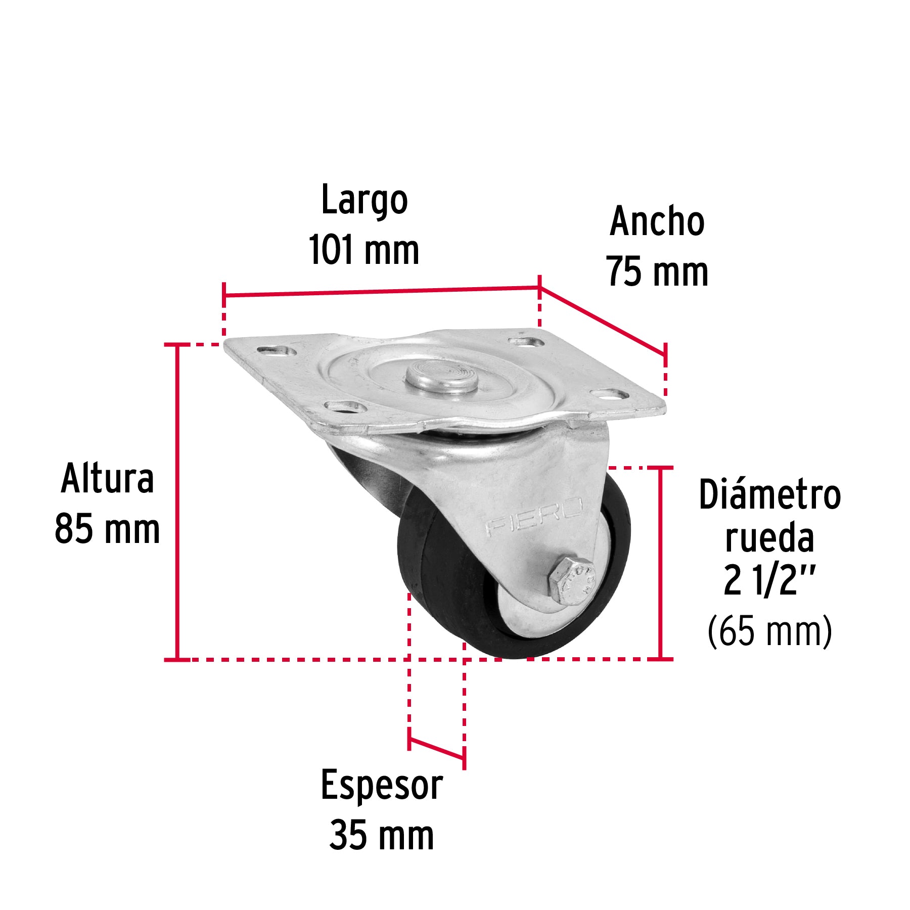 Rodaja hule 2-1/2", 35 mm con balero