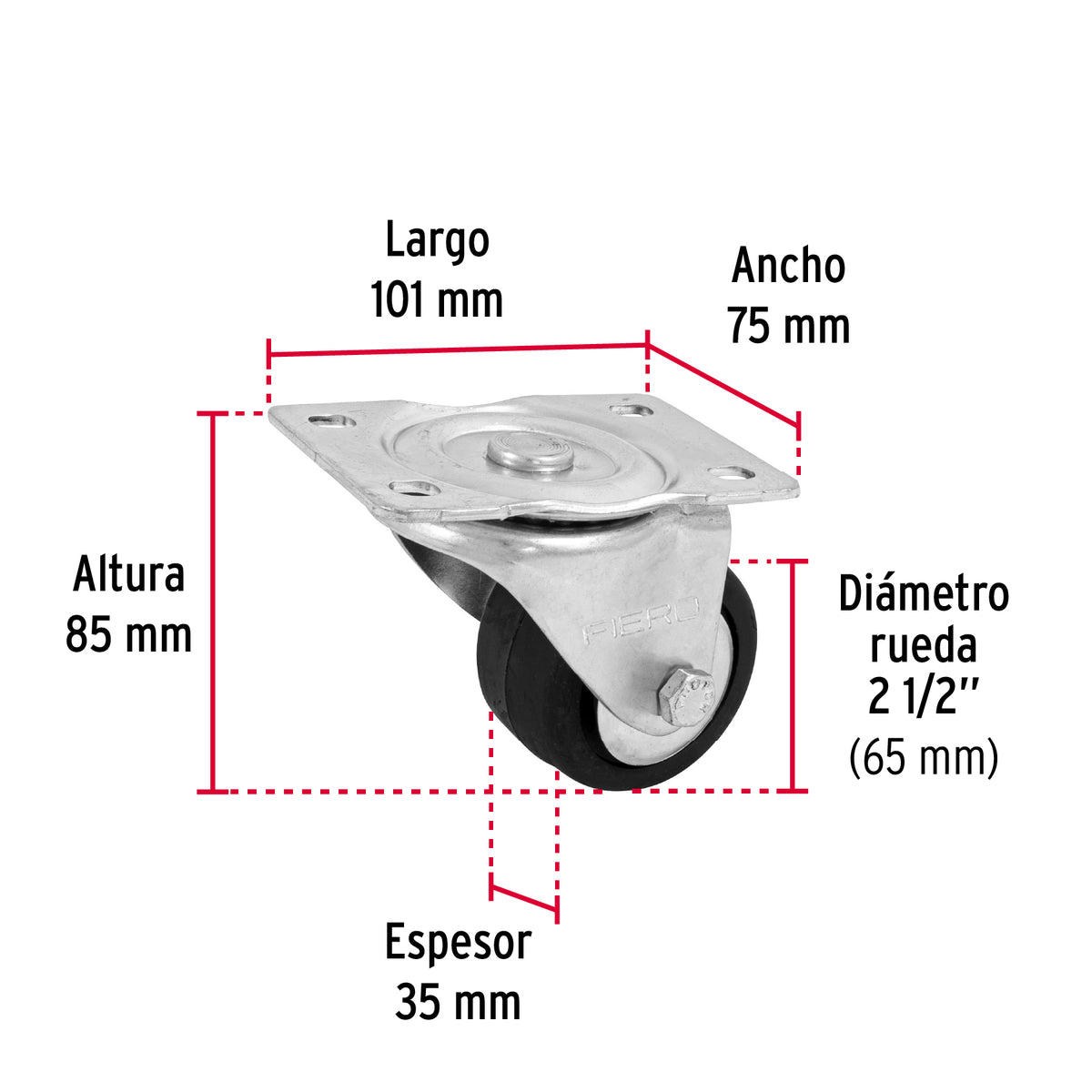 Rodaja hule 2-1/2", 35 mm con balero