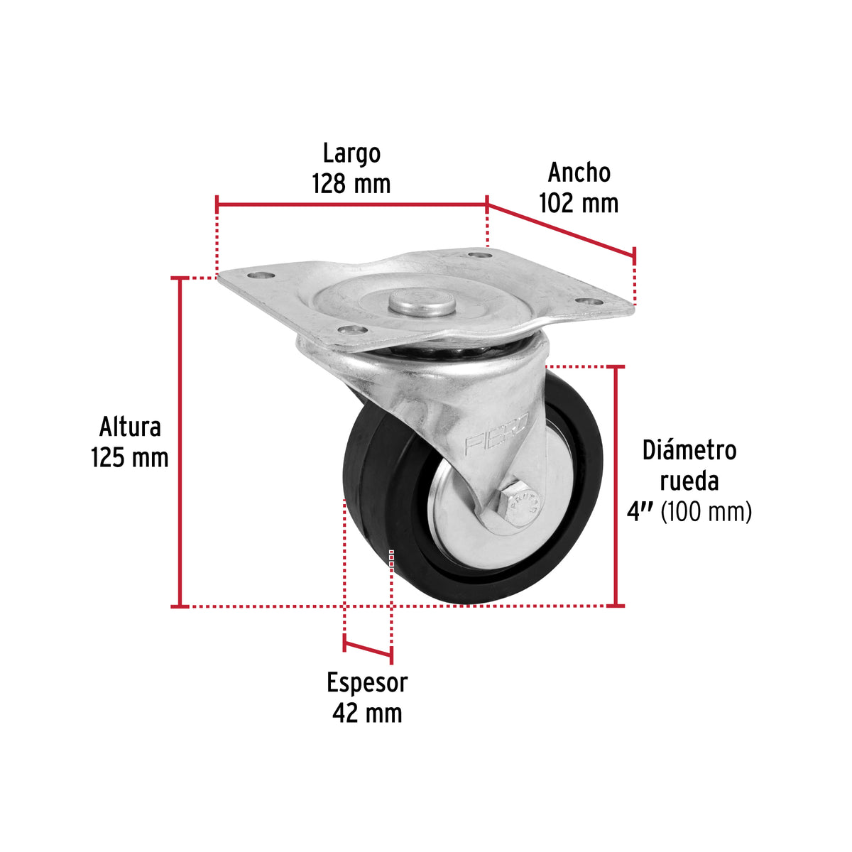 Rodaja hule 4", 42 mm con balero