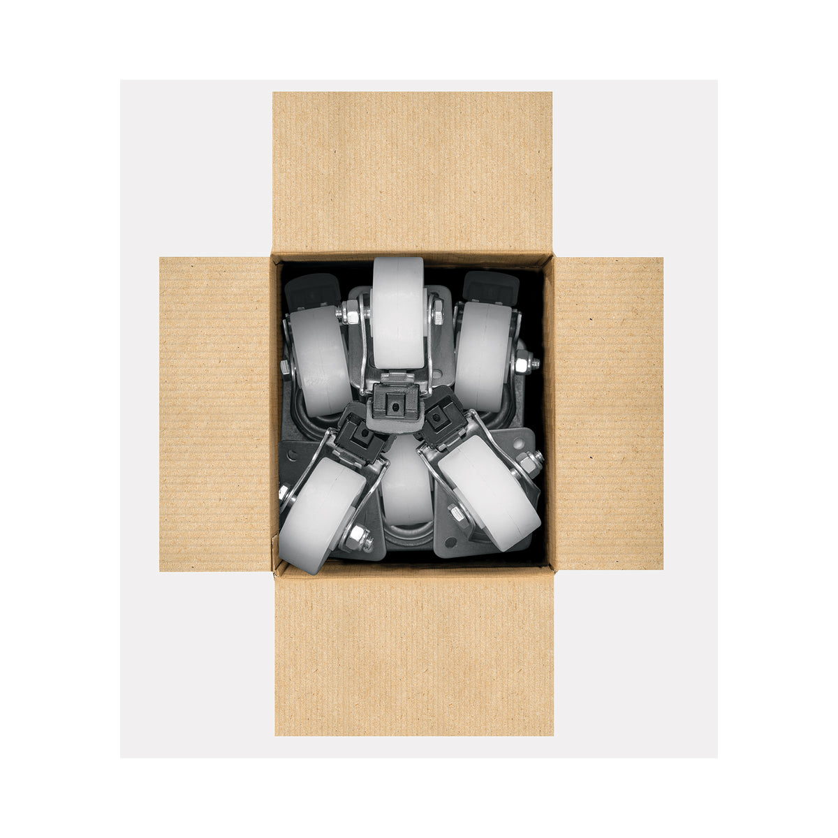 Rodaja de polietileno 2", placa giratoria, 22mm con freno