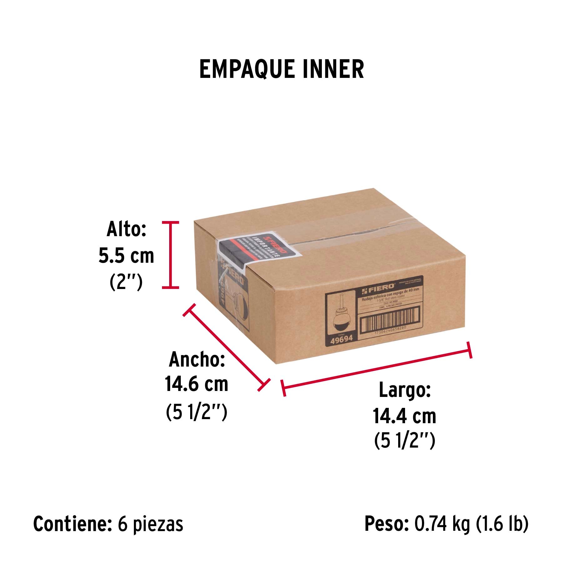 Rodaja esférica, 40 mm con espiga tipo socket