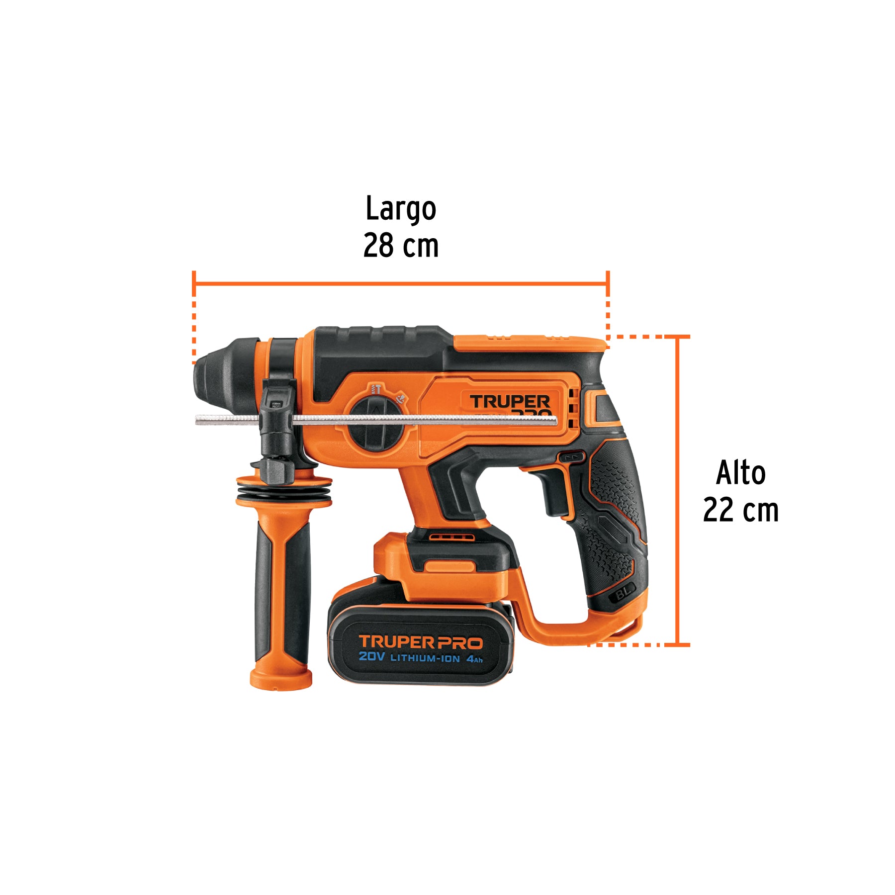 Rotomartillo SDS Plus inal. 20V, 1 bat. 4Ah, 1 carg. PRO