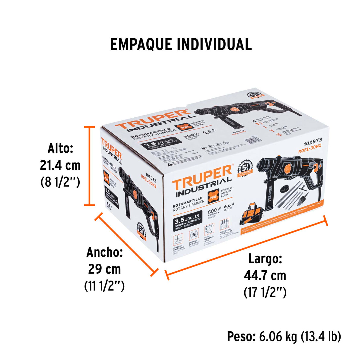 Rotomartillo SDS Plus/destornillador, 3.5 J, 800W, mango D