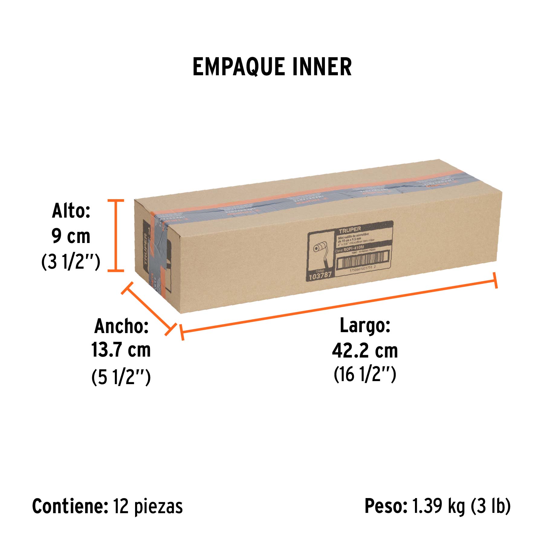 Mini rodillo para pintar 4' x 3/8' de microfibra, TRUPER