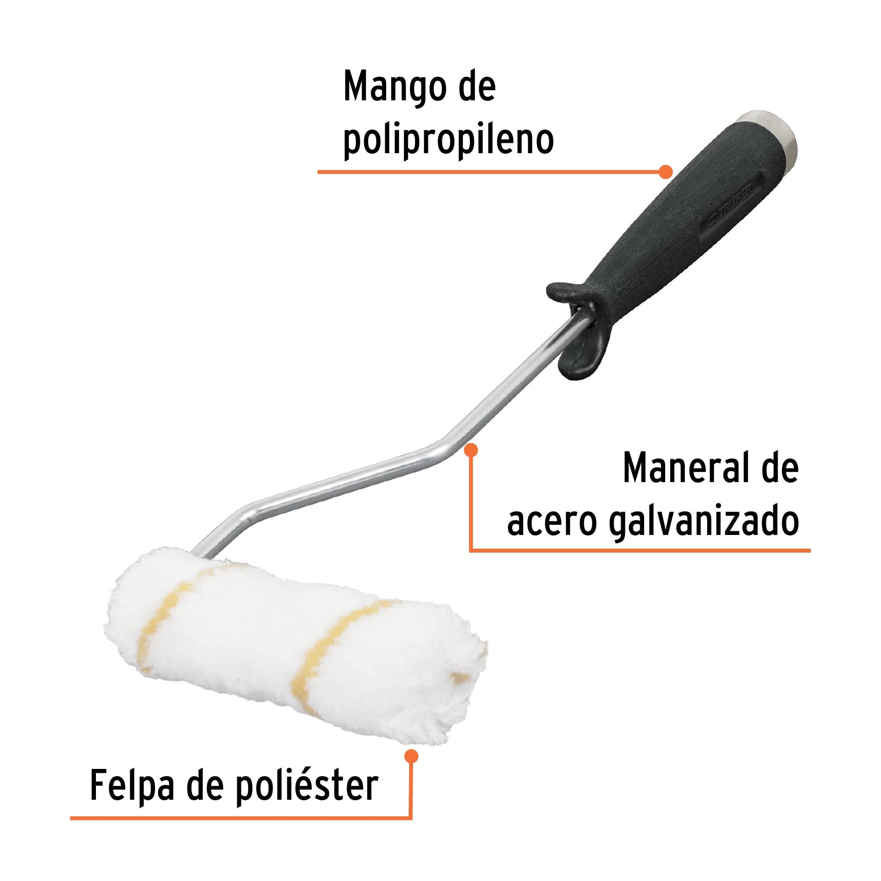 Mini rodillo para pintar, felpa de nylon, 4 x 3/8"