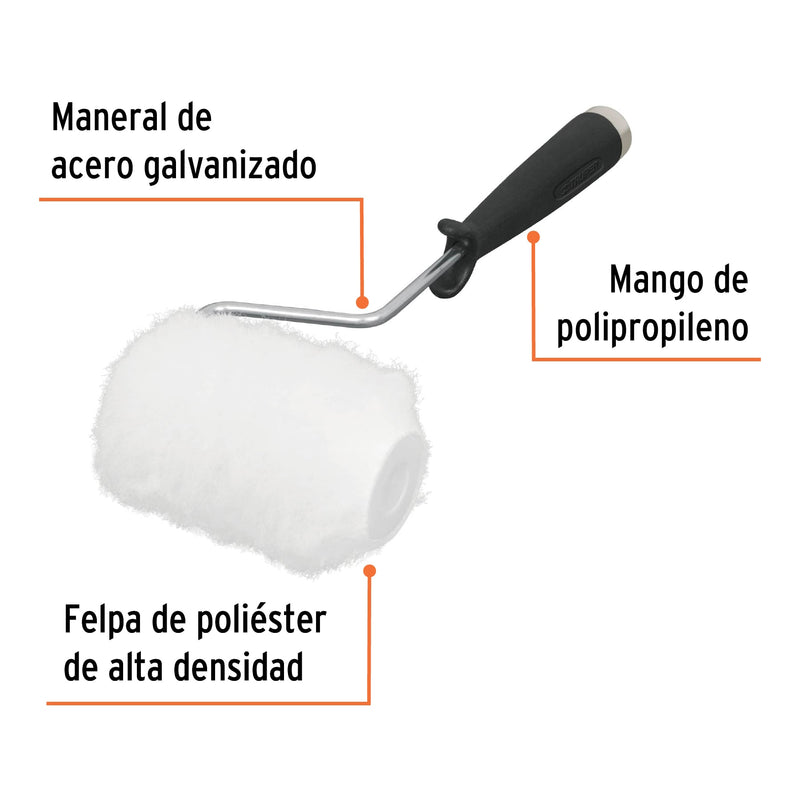Mini rodillo para pintar, felpa de poliester, 4 x 3/4"