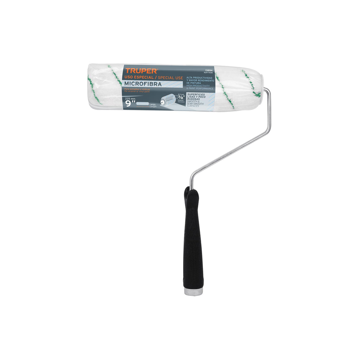Rodillo para pintar, felpa de 9 x 3/8" de microfibra