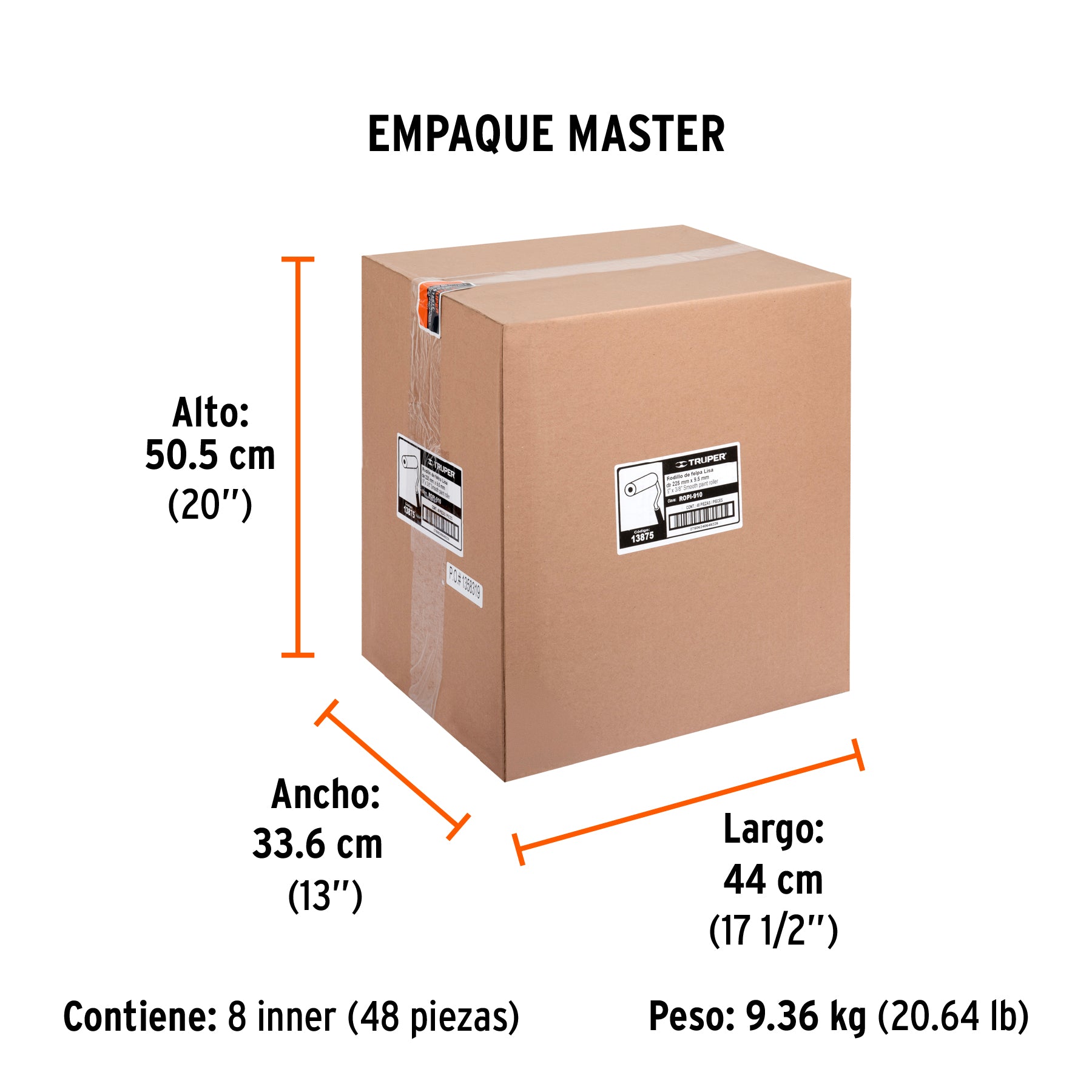Rodillo para pintar, felpa 9 x 3/8", extra lisa