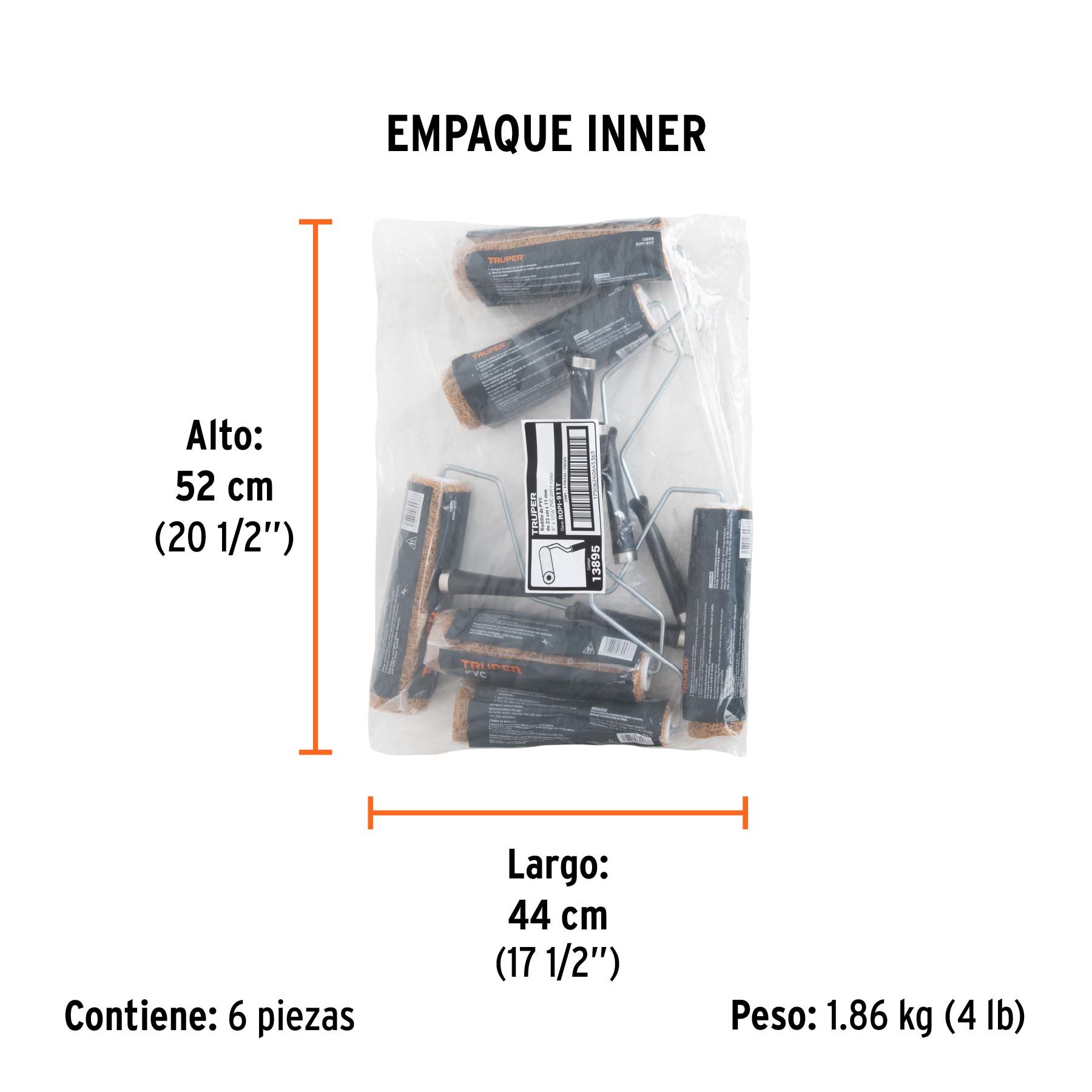 Rodillo para pintar, felpa 9 x 7/16", de PVC
