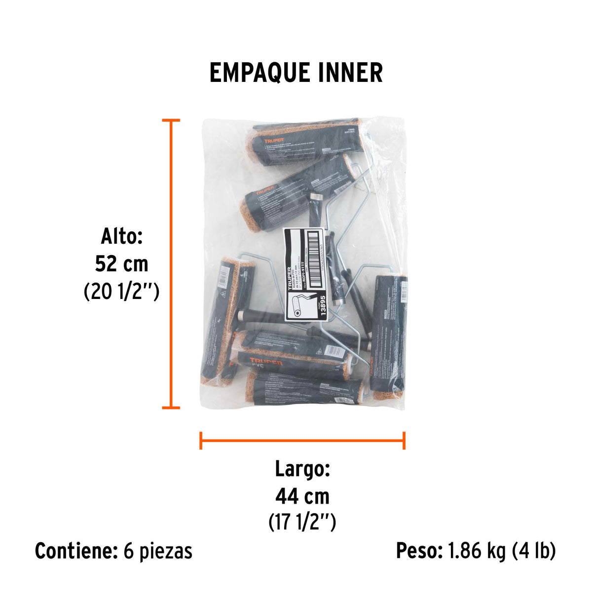 Rodillo para pintar, felpa 9 x 7/16", de PVC