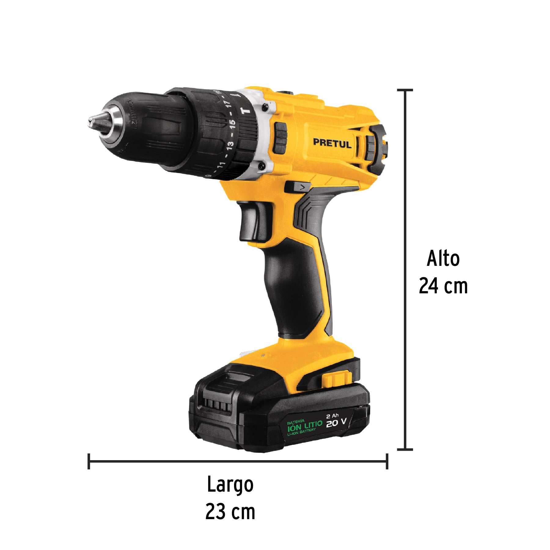 Kit rotomartillo inalámbrico 1/2' 20V y 32 accesorios Pretul