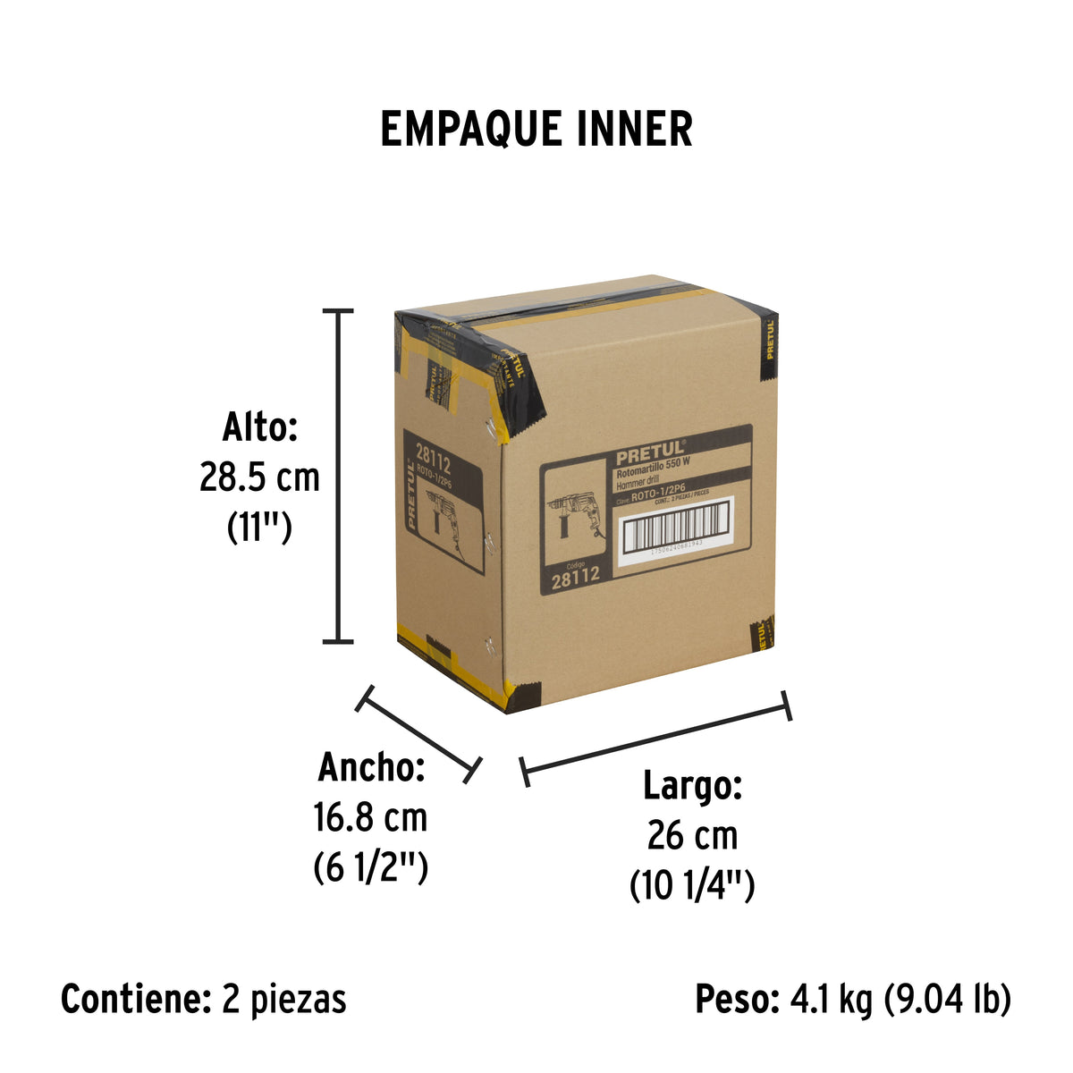 Rotomartillo 1/2', 550 W, Pretul