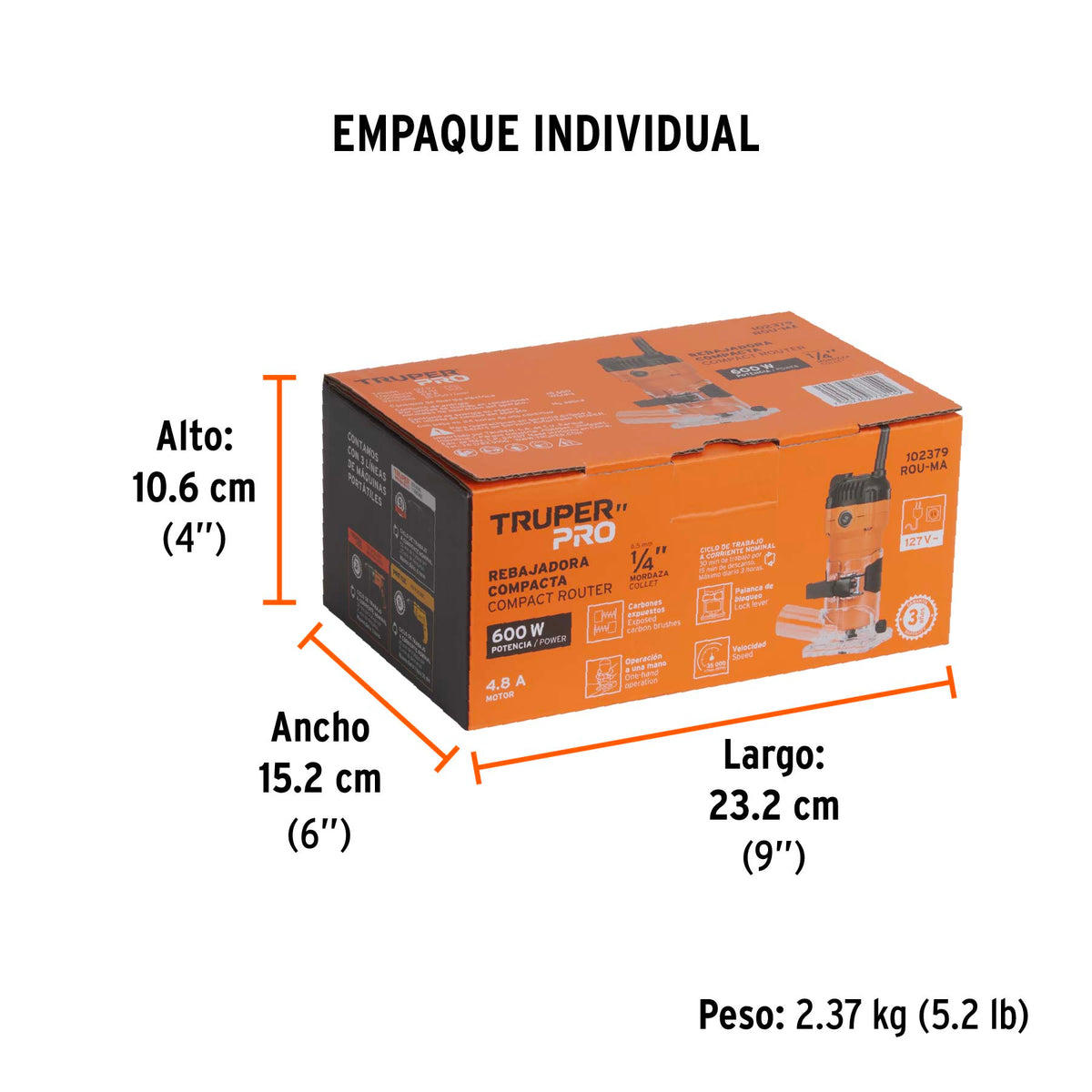 Router compacto 600W, 3/4 HP, TRUPER PRO