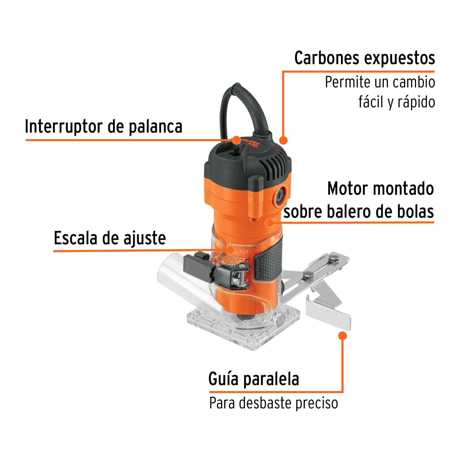 Router compacto 600W, 3/4 HP, TRUPER PRO