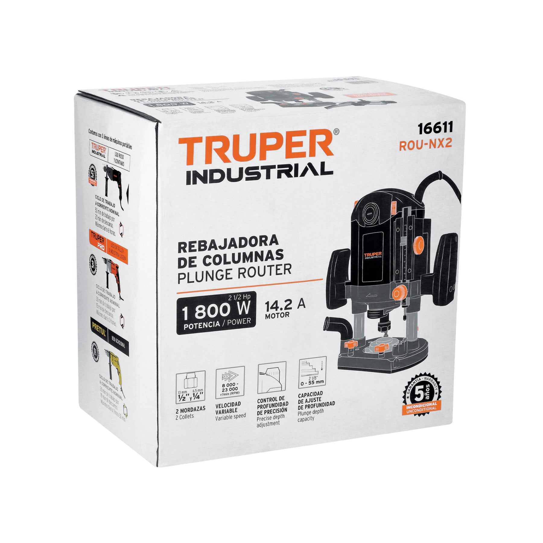 Rebajadora industrial 2-1/2 hp 1800w