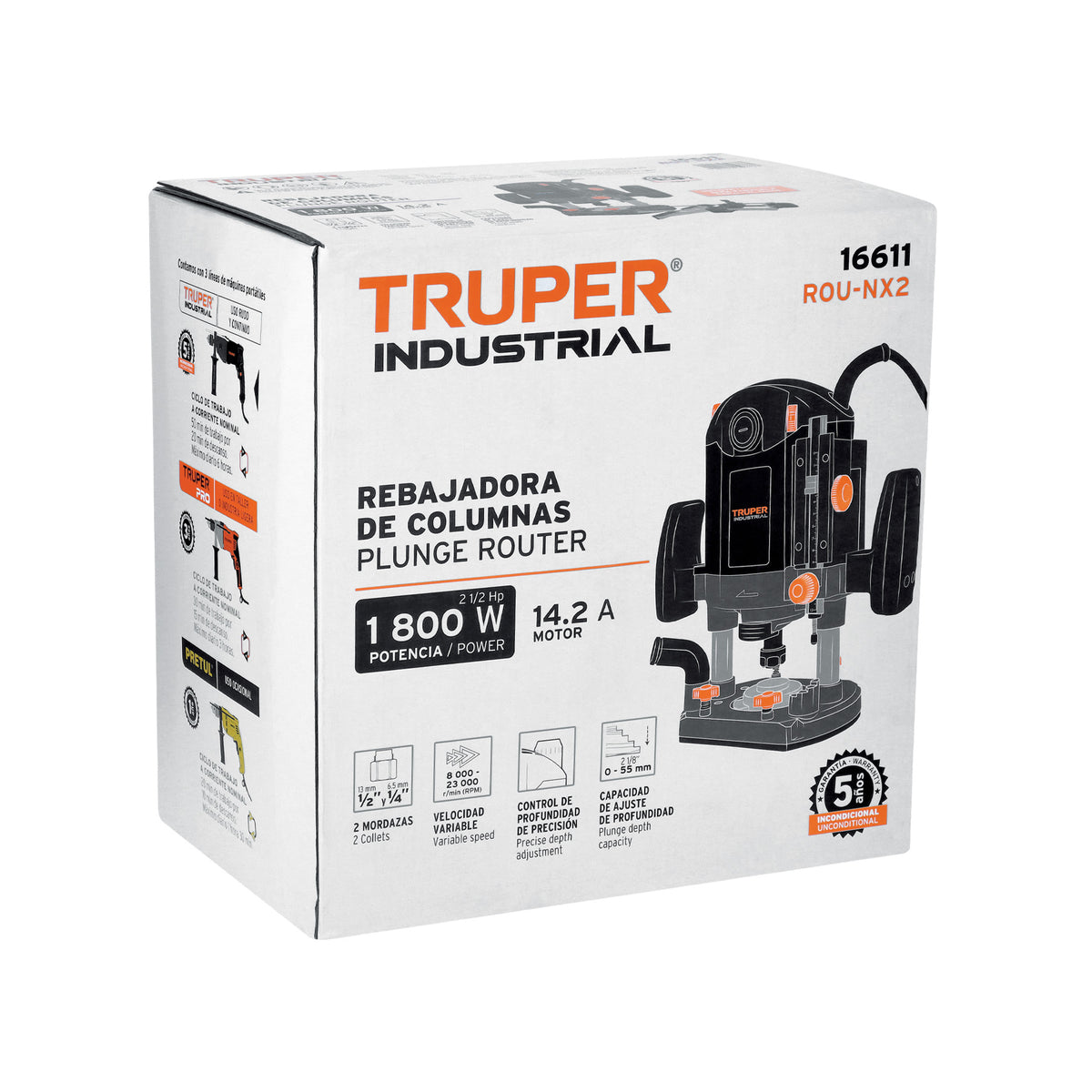 Router (Rebajadora) 1800W, 2-1/2 HP, TRUPER INDUSTRIAL