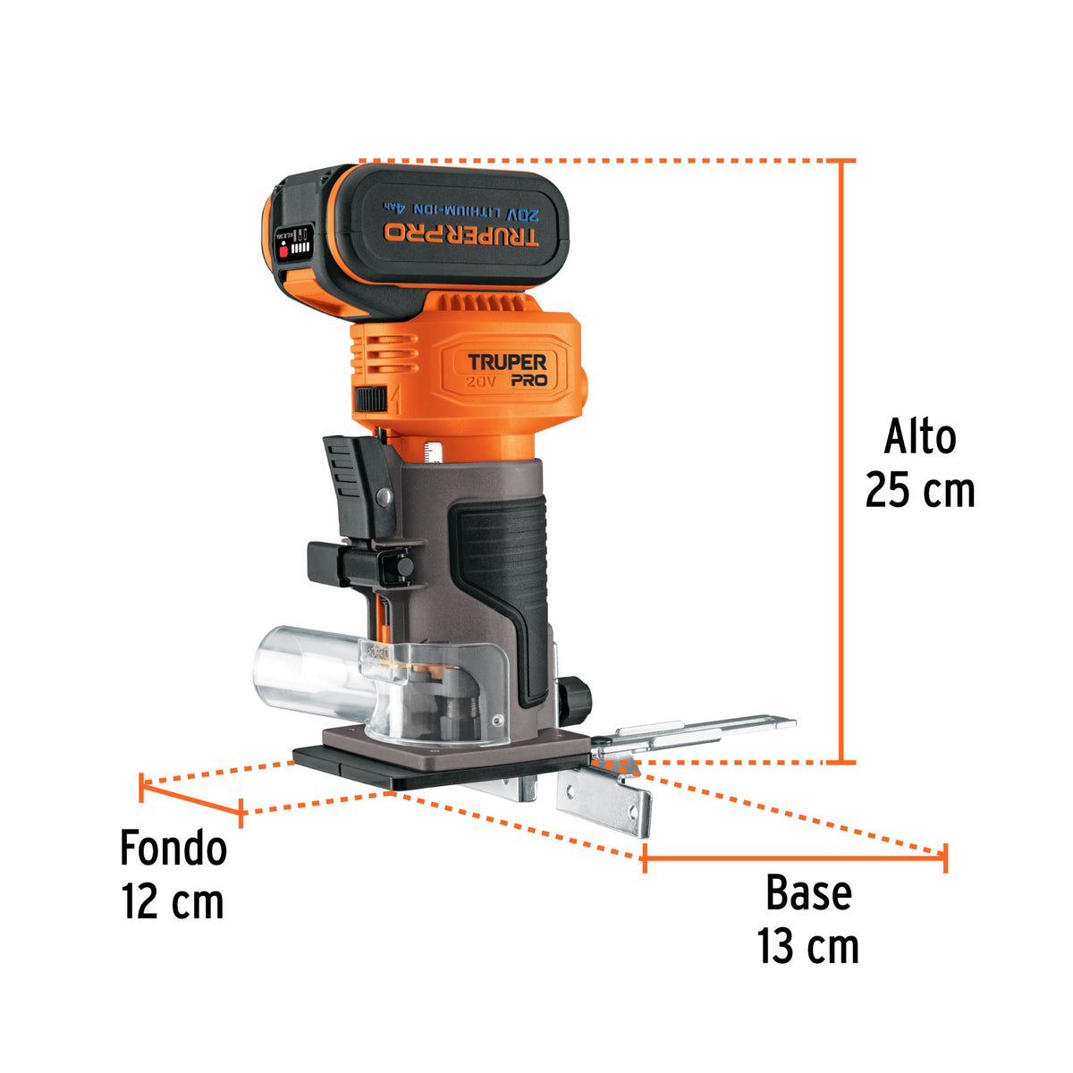 Router inal. 20V, 1 bat. 4Ah, 1 carg. TRUPER PRO
