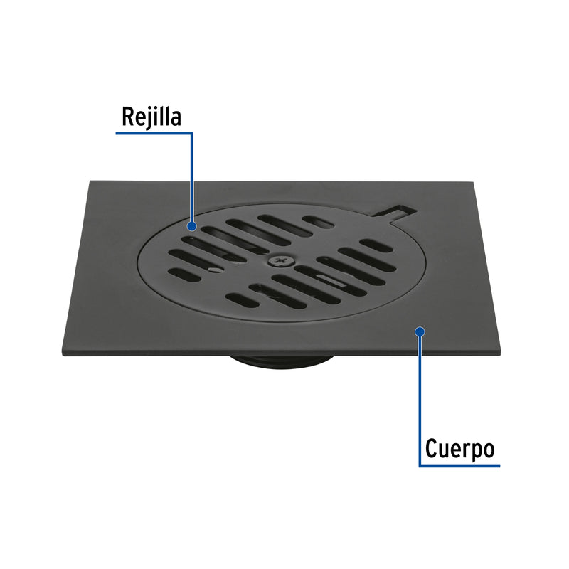Resumidero cuadrado 6'x6', metálico, negro, Foset Basic