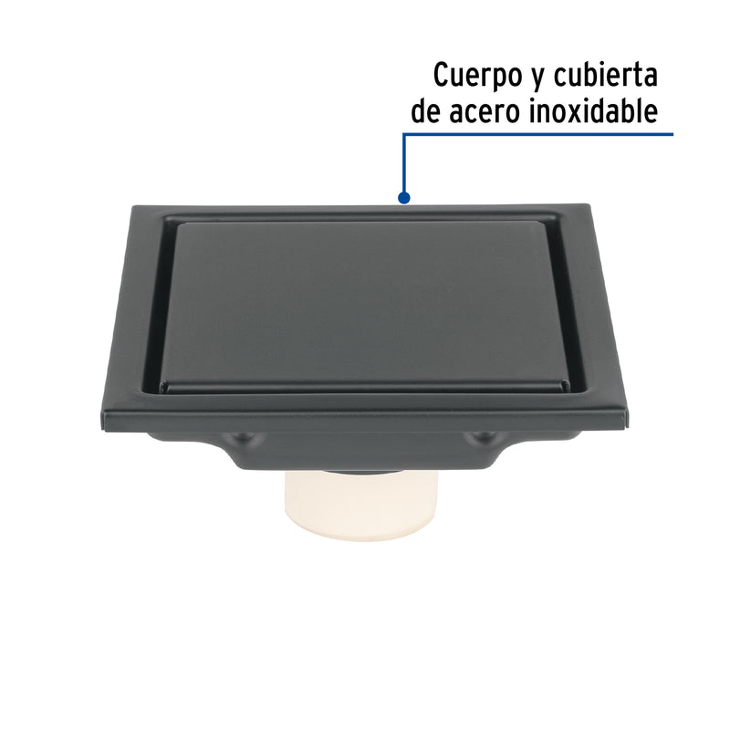 Resumidero reversible 4', anti olores, acero inox, negro, Aq