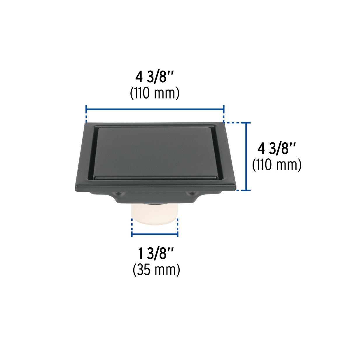 Resumidero reversible 4', anti olores, acero inox, negro, Aq