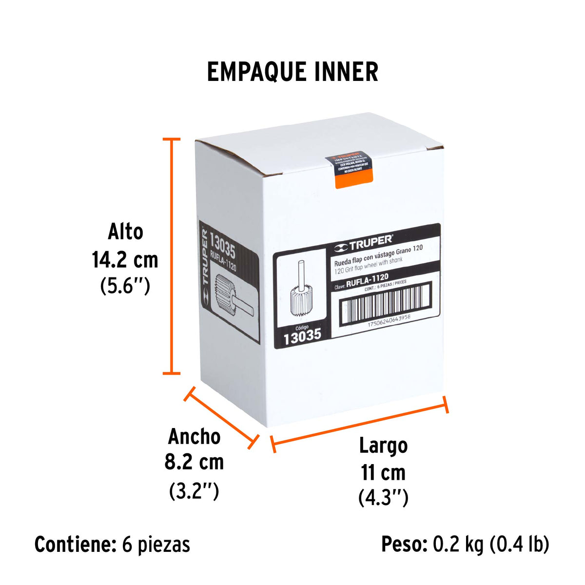 Rueda flap de 1", grano 120