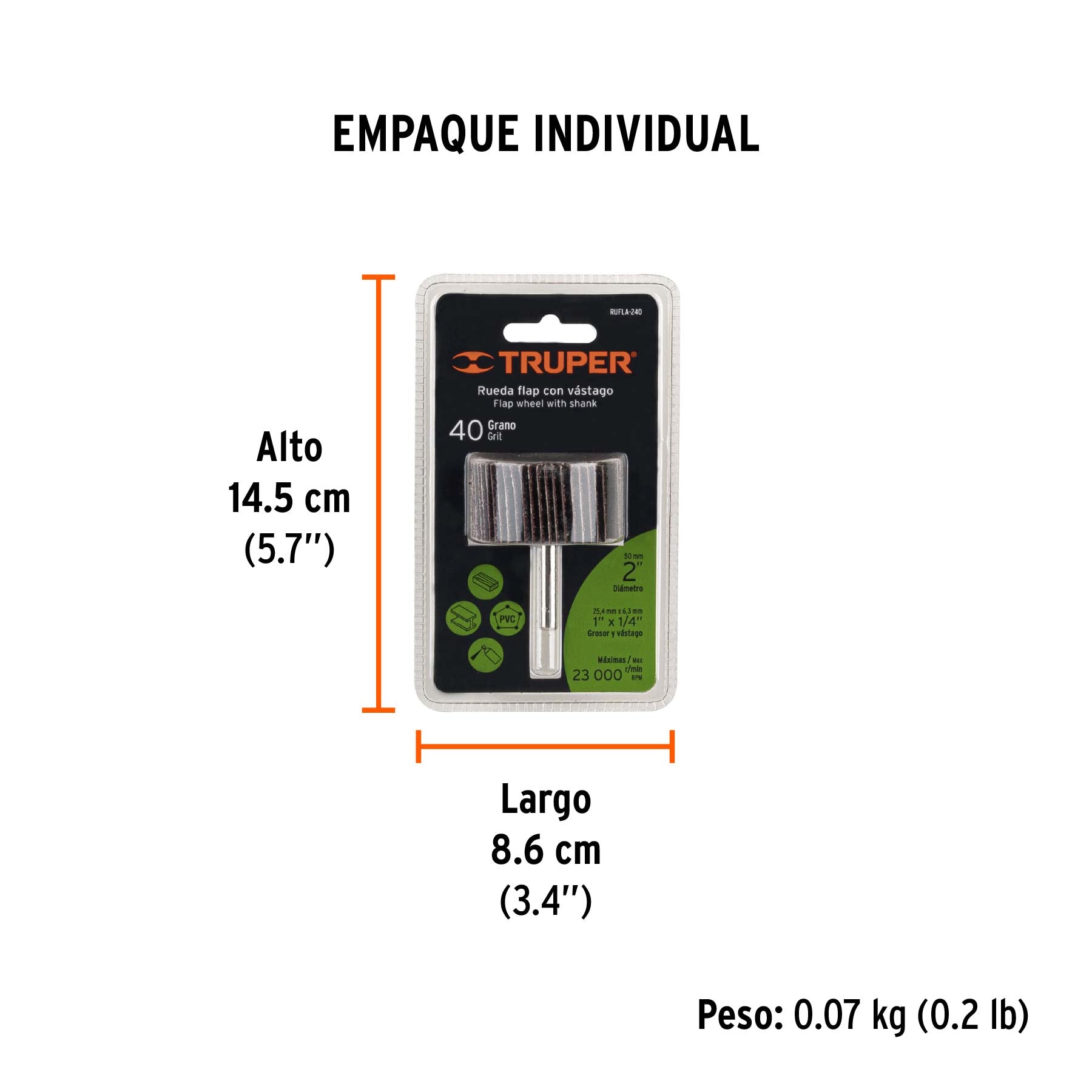 Rueda flap de 2", grano 40