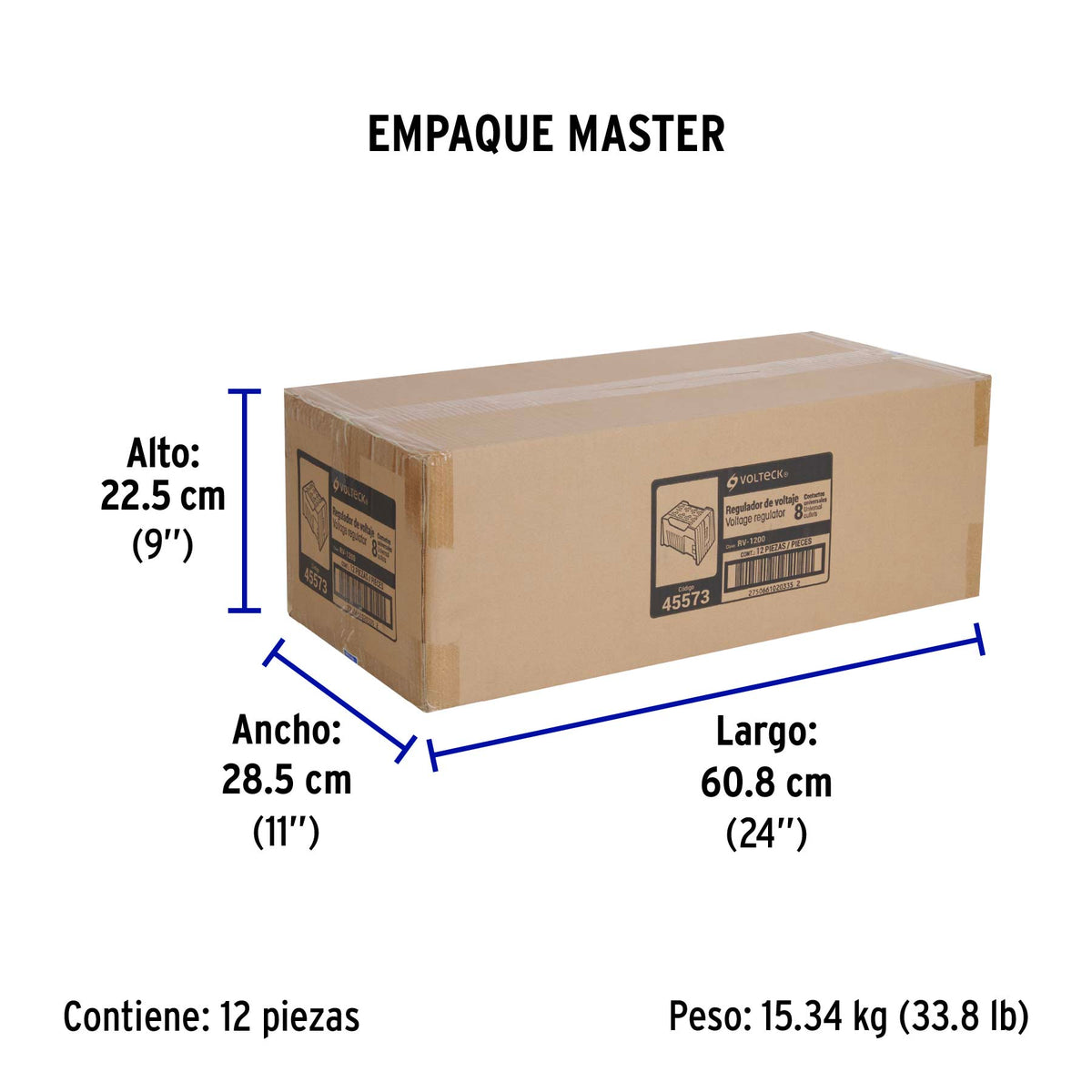 Regulador de voltaje de 1200 VA / 600 W 8 contactos, Volteck