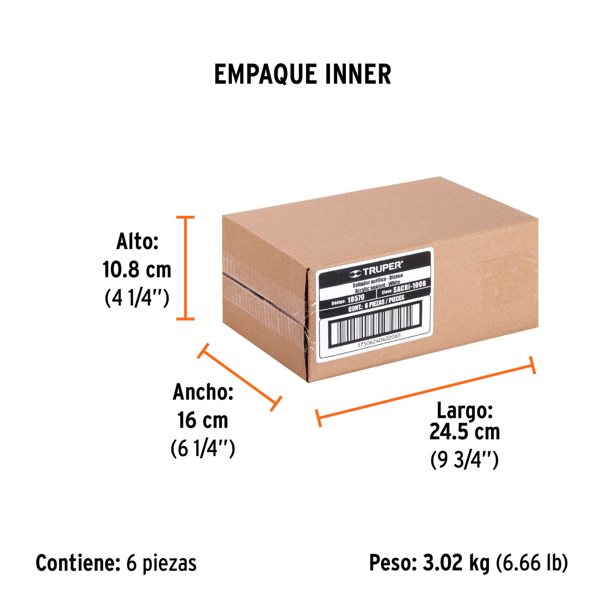 Sellador acrilico, 280 ml, blanco