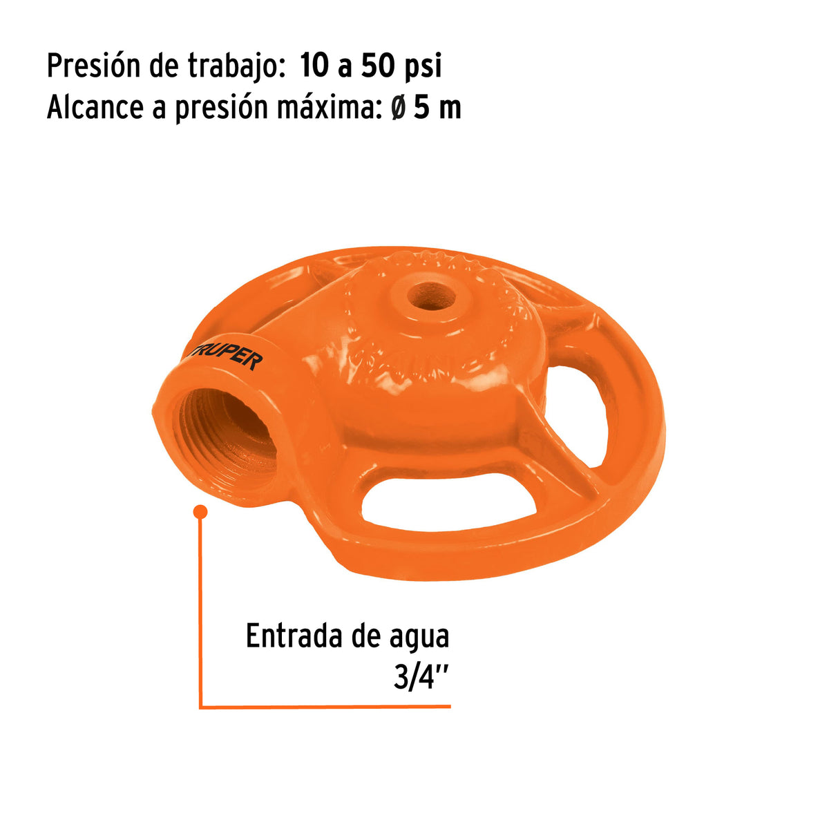Aspersor metálico, tipo sapo, de chorro fino