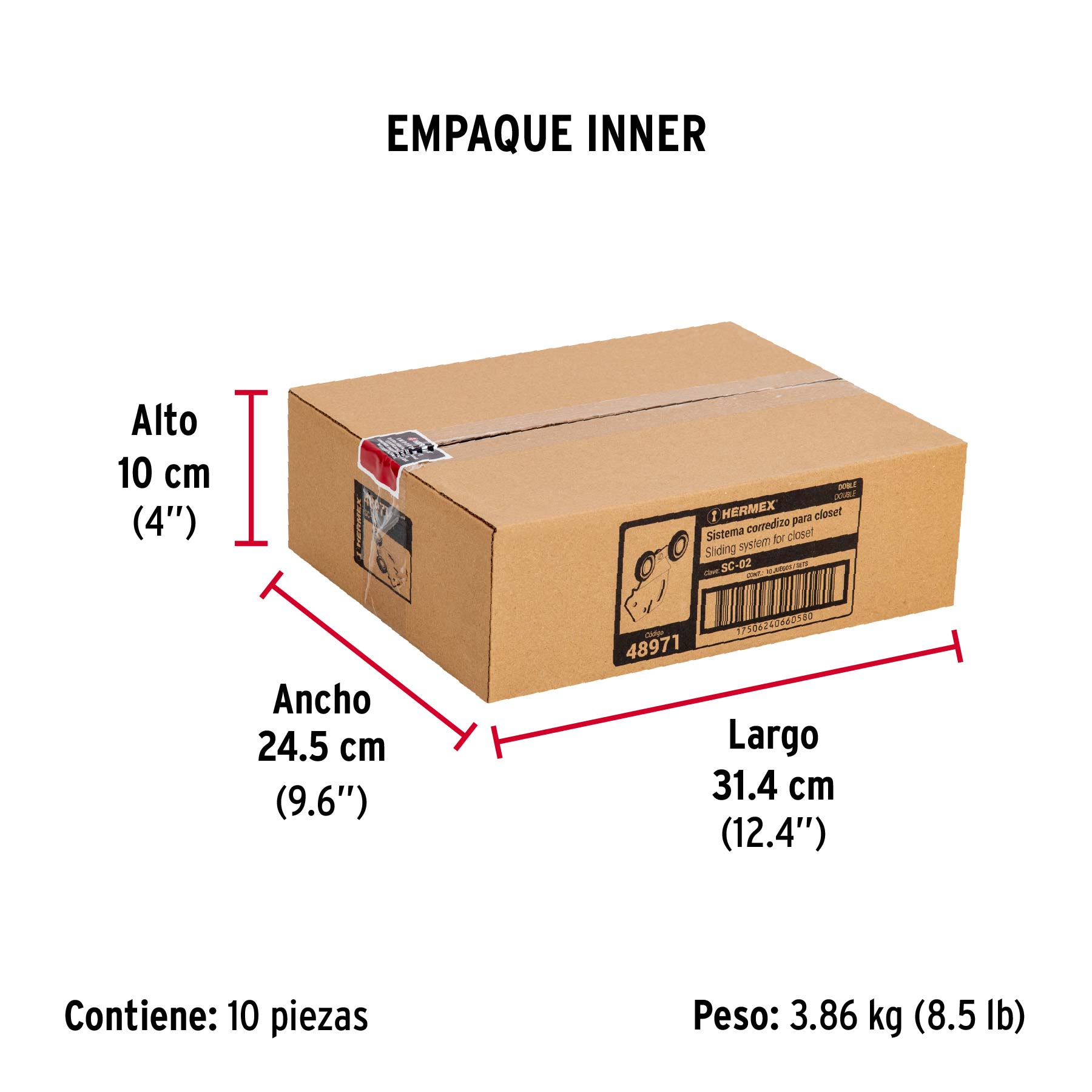 Sistema corredizo doble para riel superior de closet
